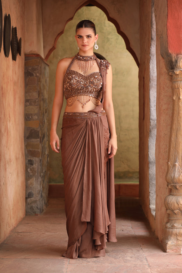 The Bronze Cascade Saree