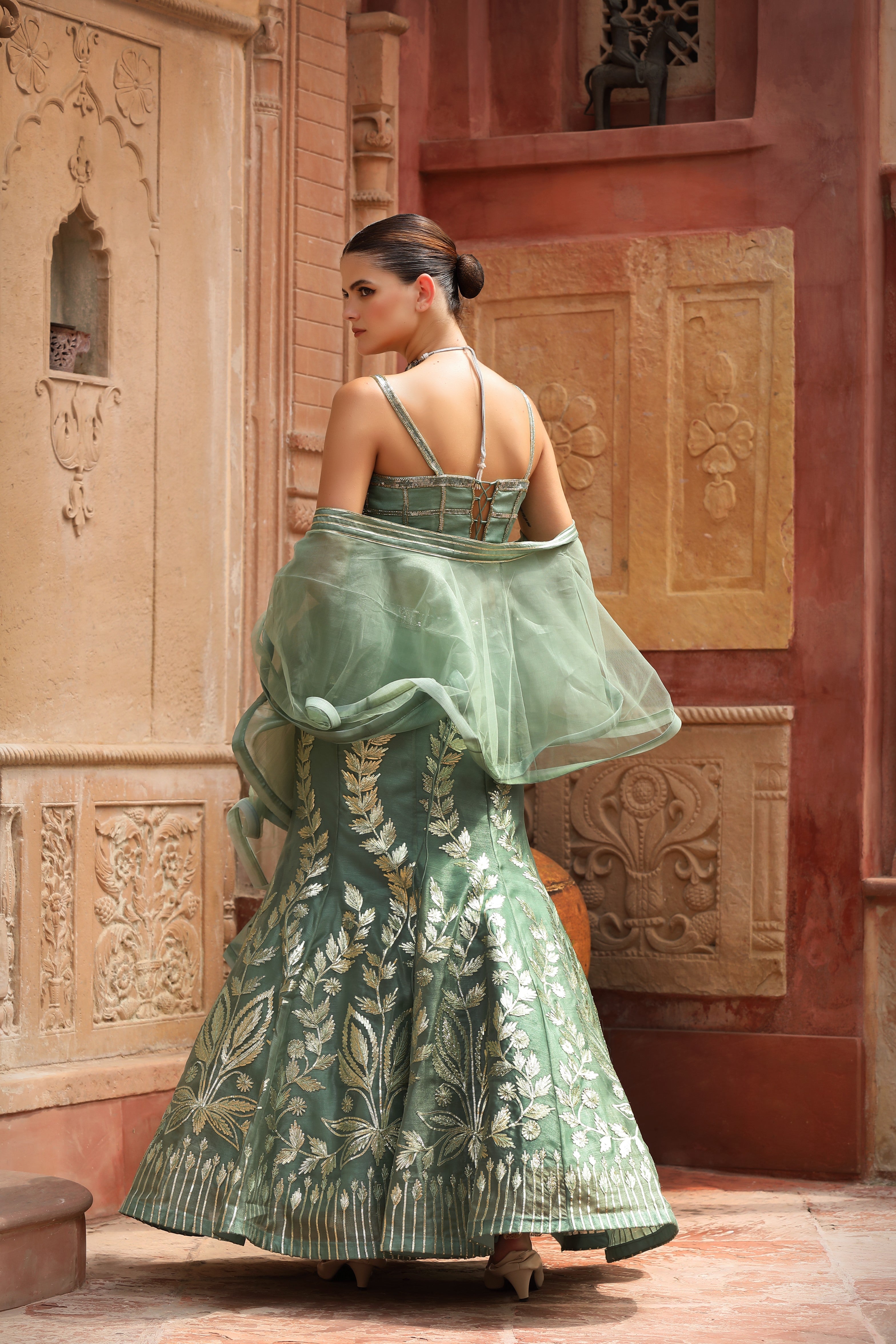 The Sage Blossom Fishcut Lehenga Set