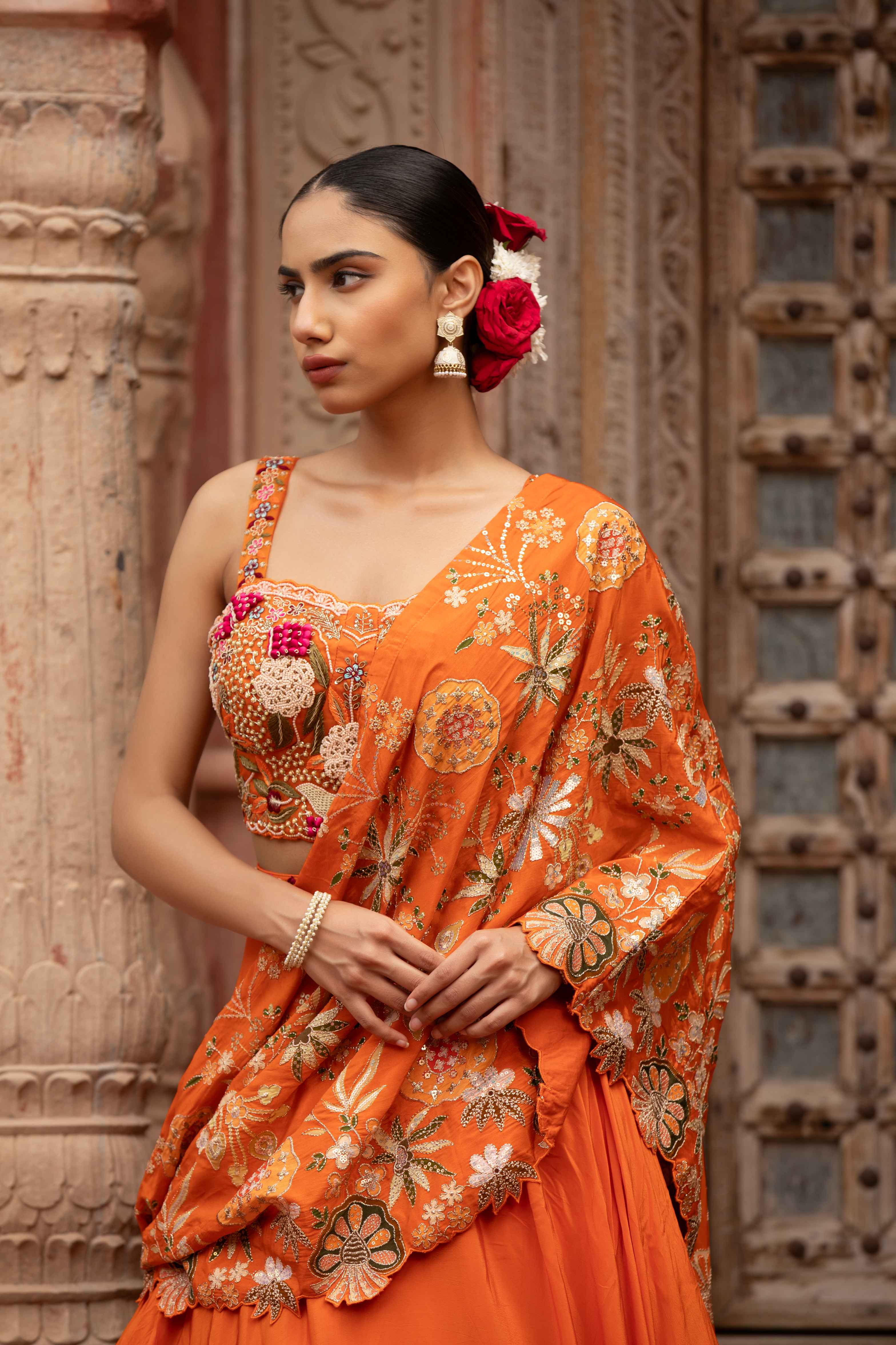 The Sunset Zardosi Lehenga Set