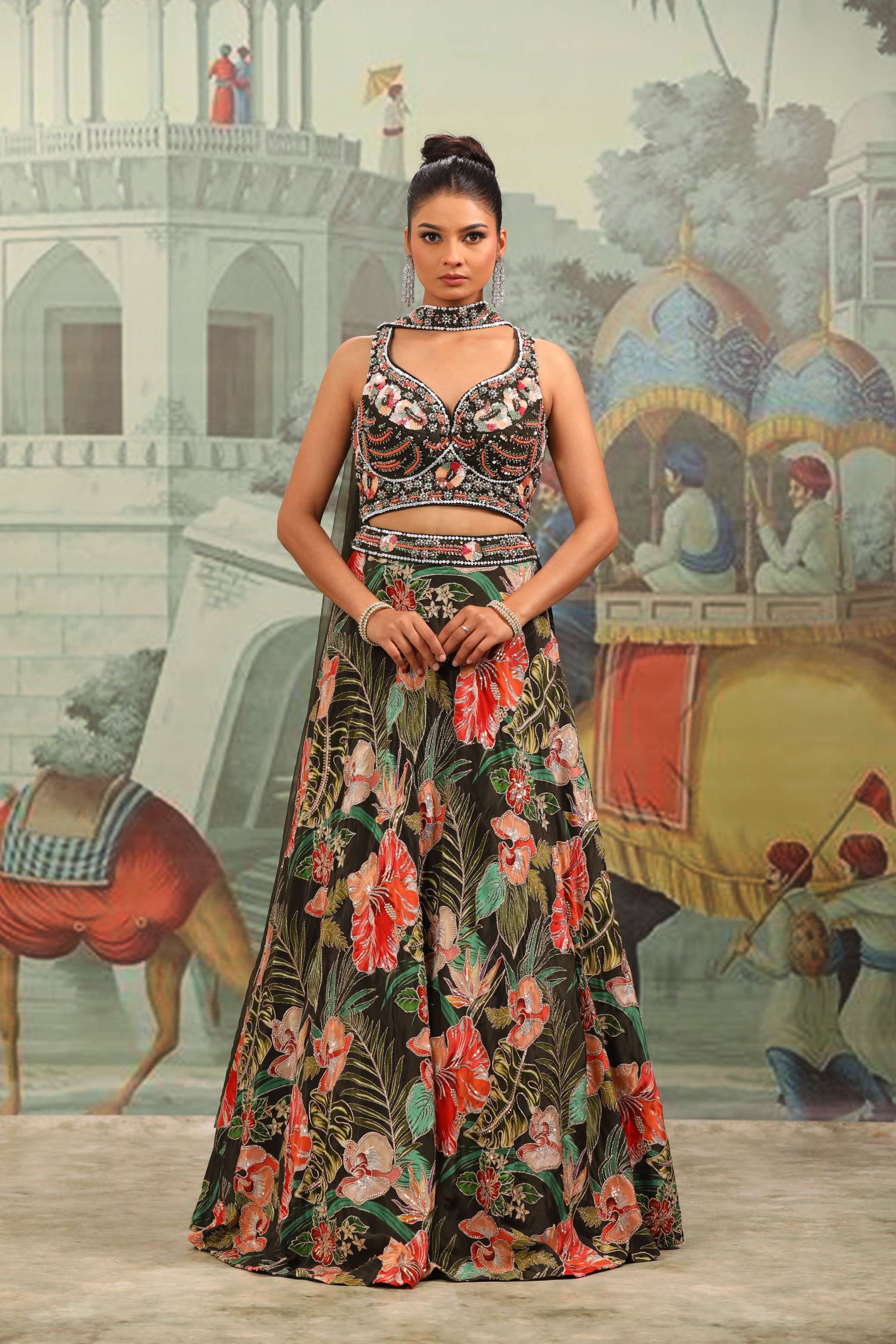Midnight Botanical Regal Lehenga Set