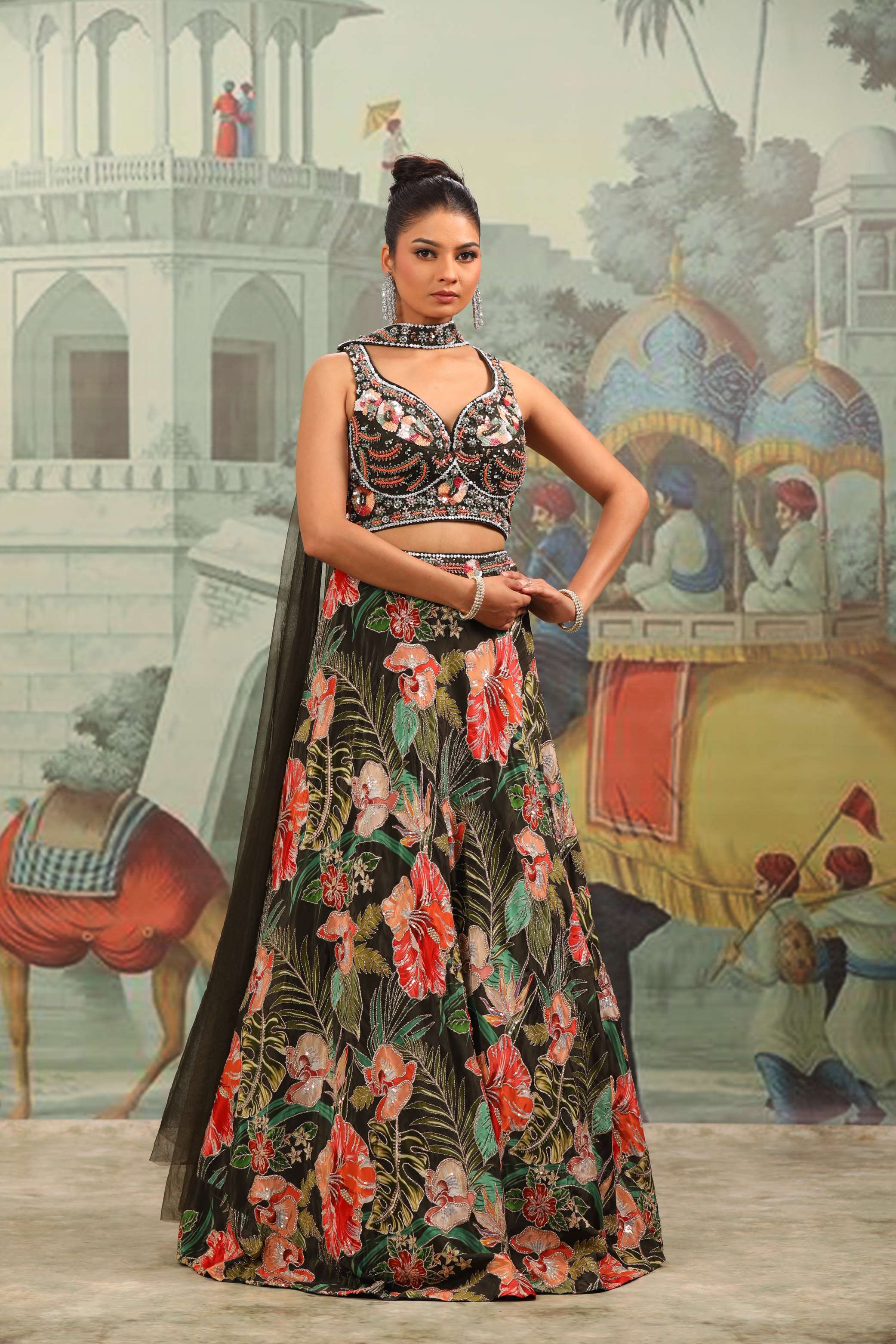 Midnight Botanical Regal Lehenga Set