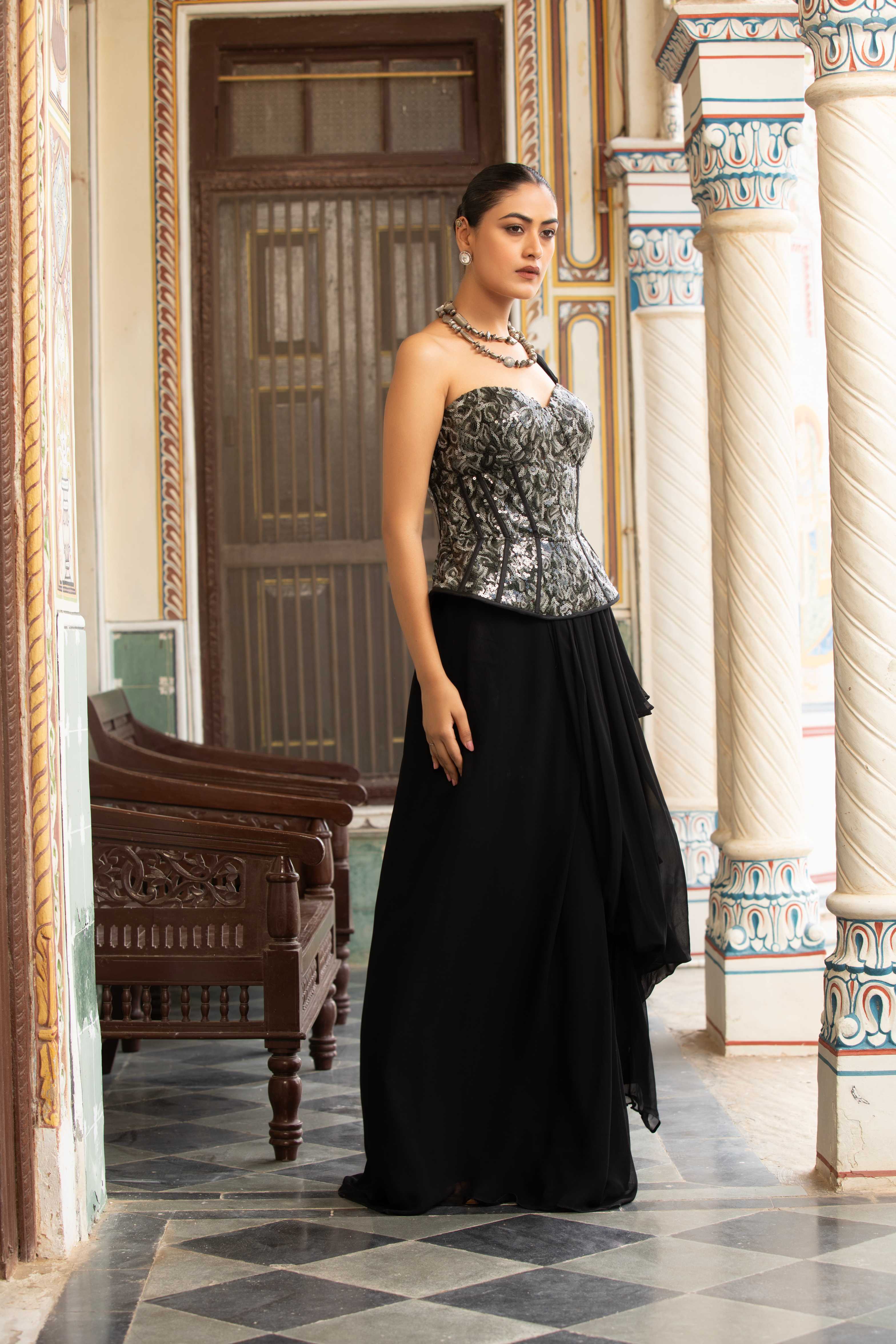The Midnight Corset Two Piece