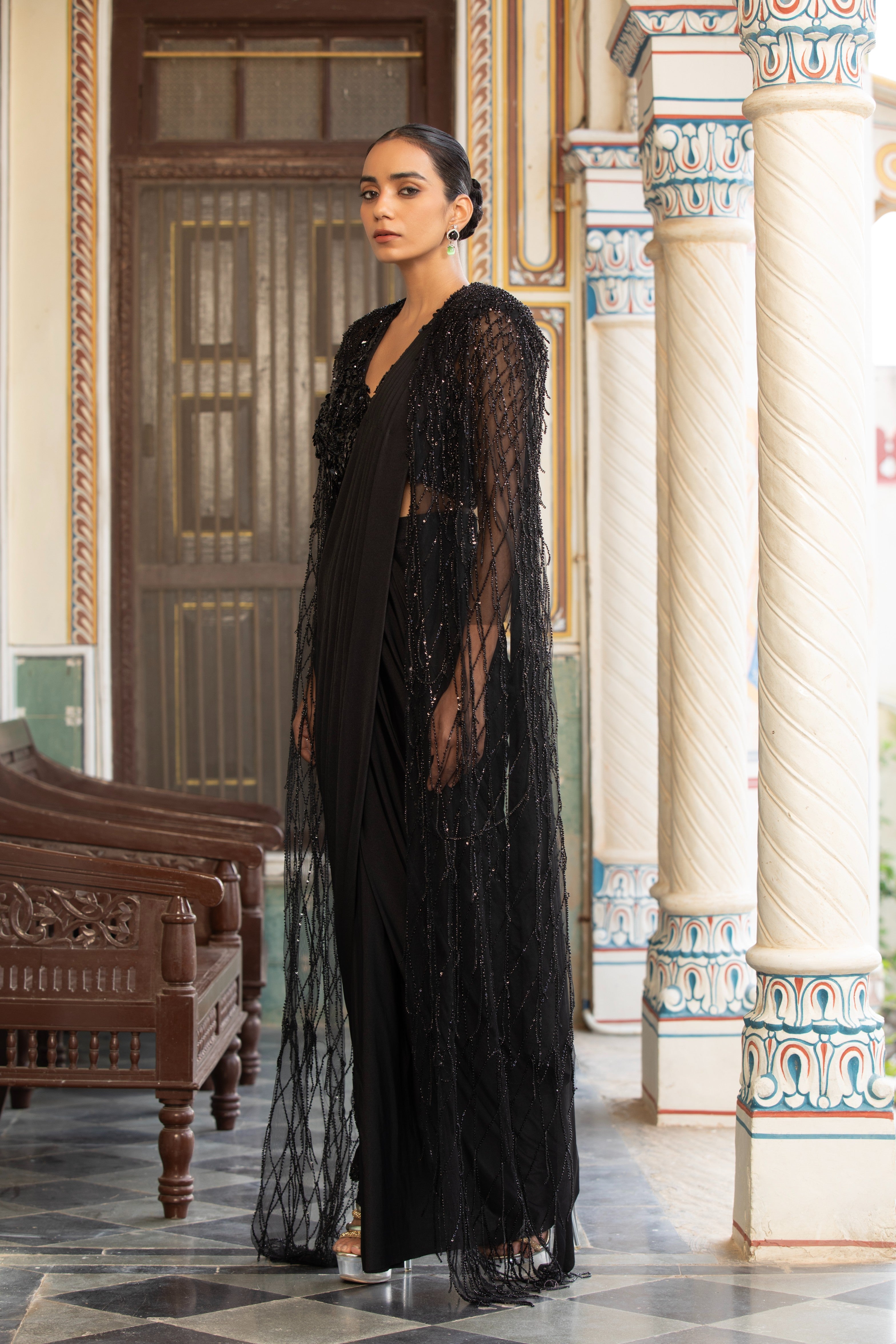 The Onyx Sequin Saree