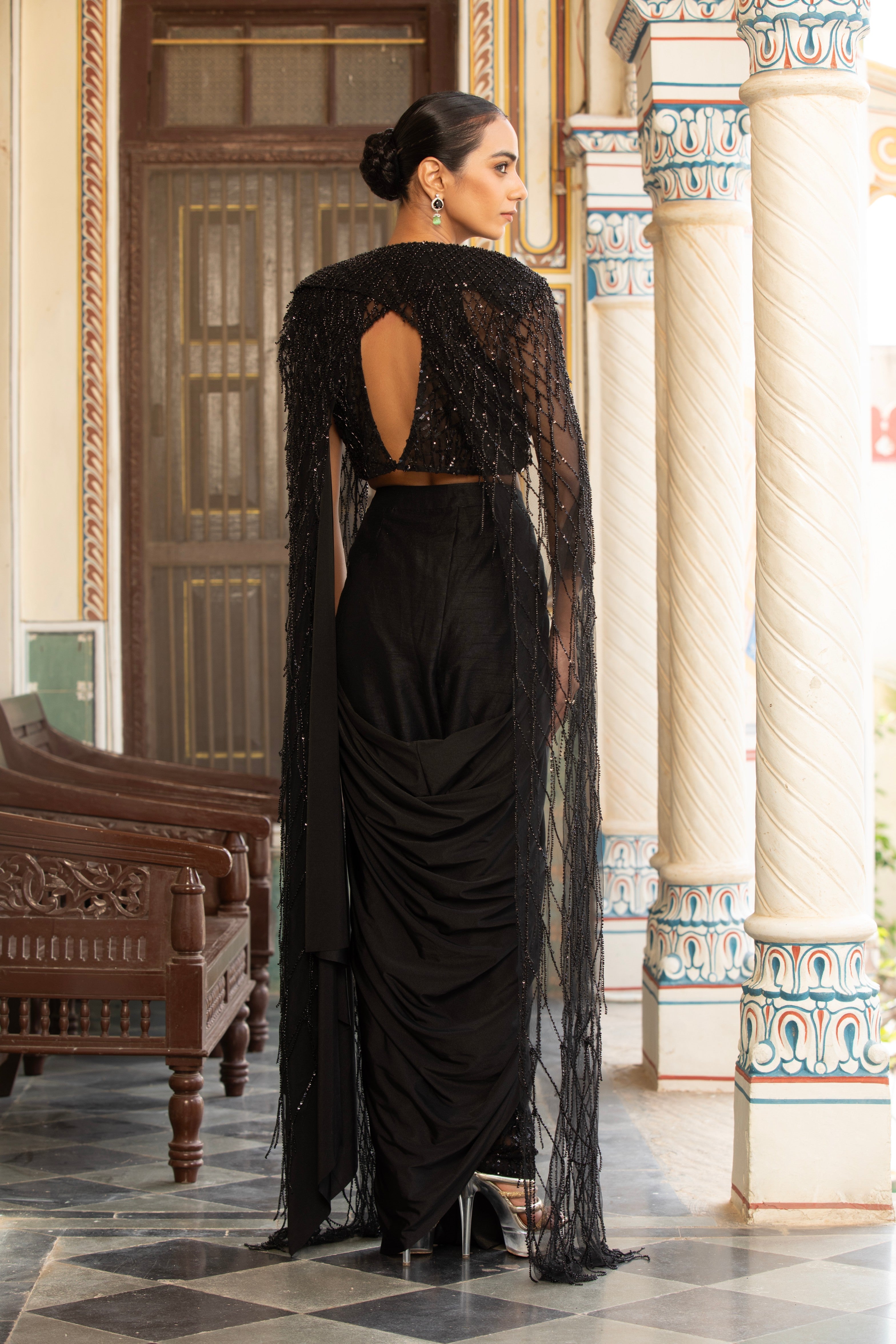 The Onyx Sequin Saree