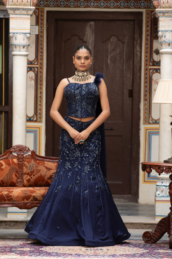 The Midnight Peplum Flare Lehenga Set