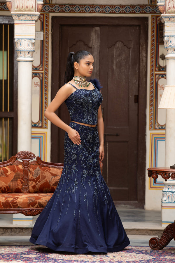 The Midnight Peplum Flare Lehenga Set