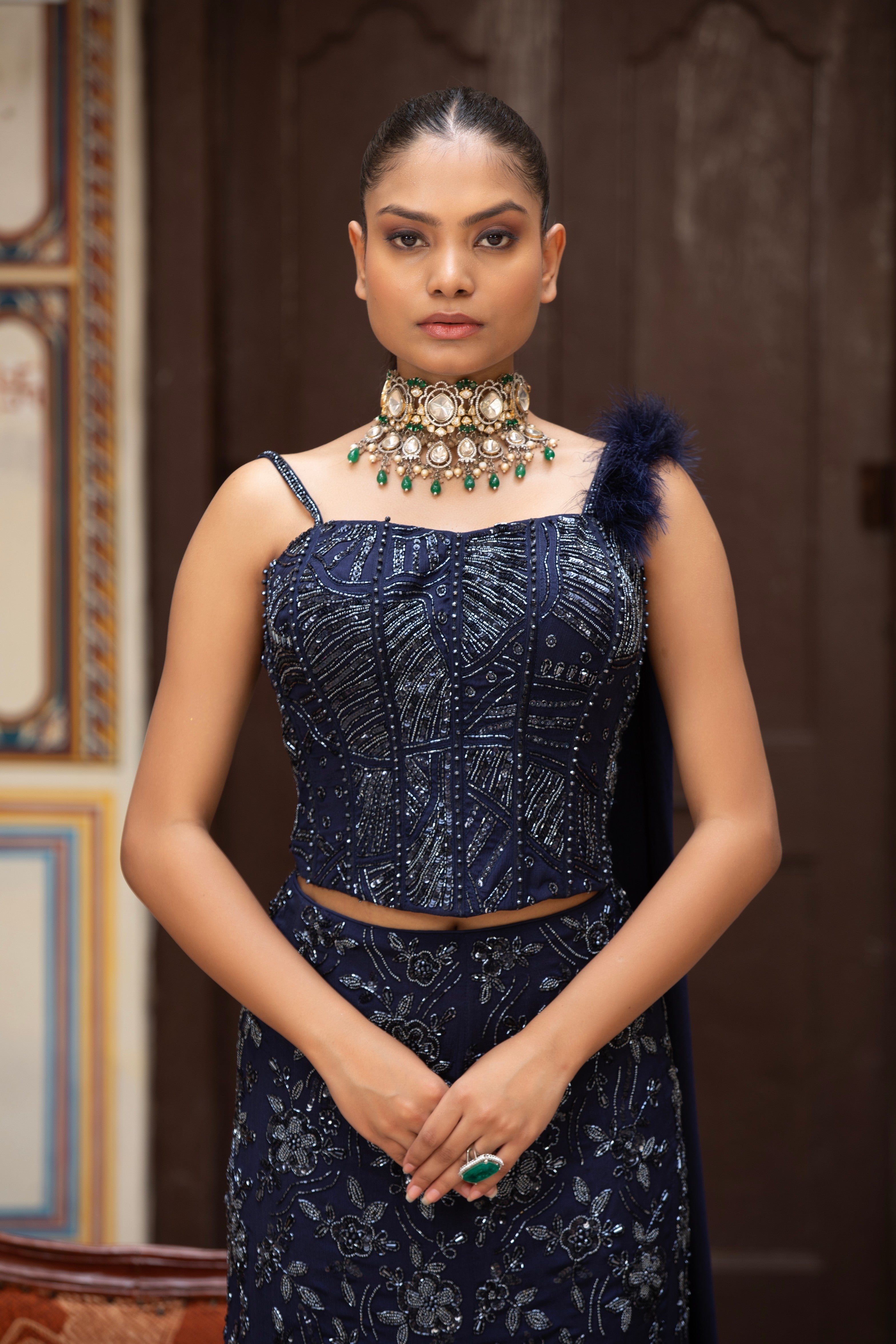The Midnight Peplum Flare Lehenga Set