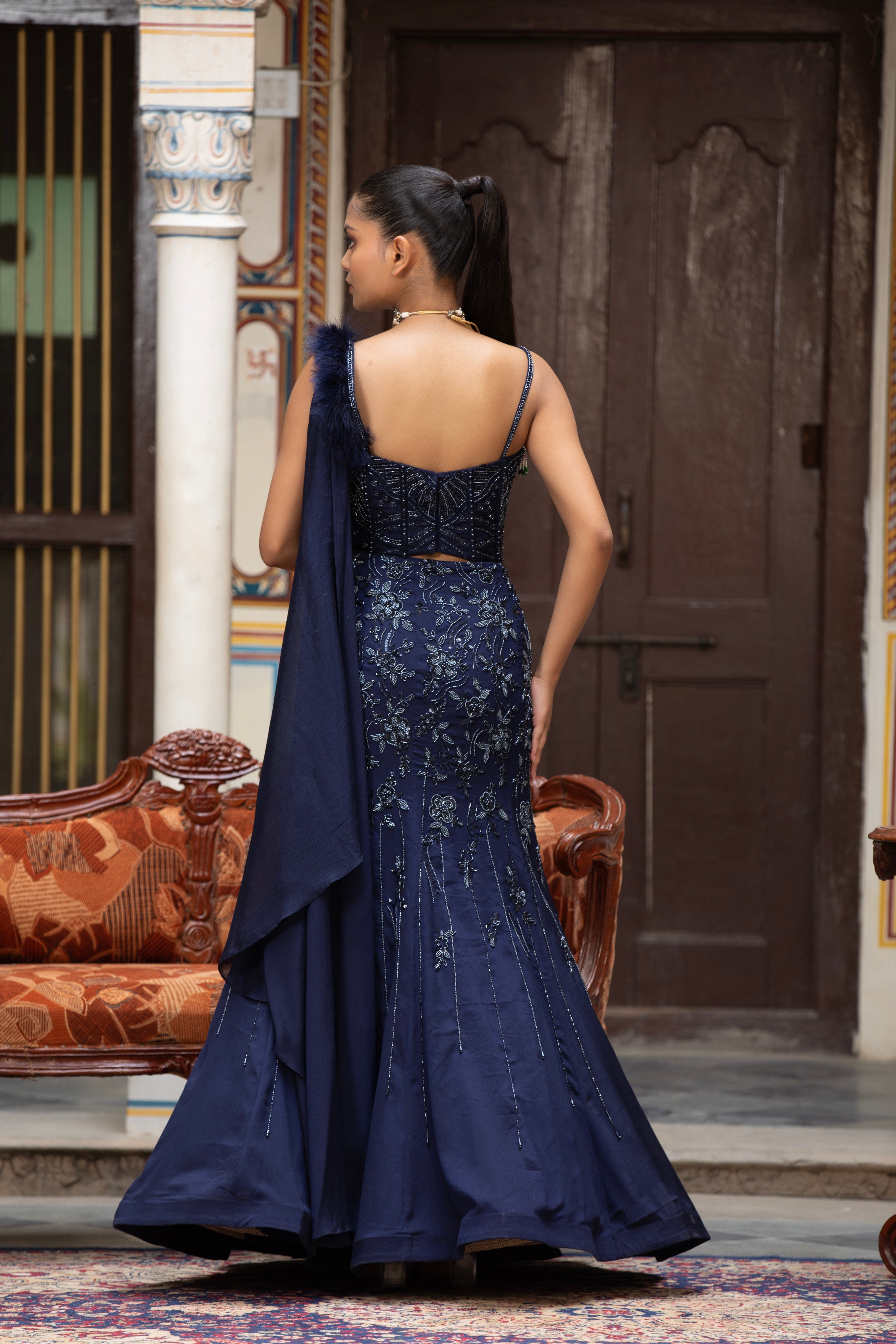 The Midnight Peplum Flare Lehenga Set