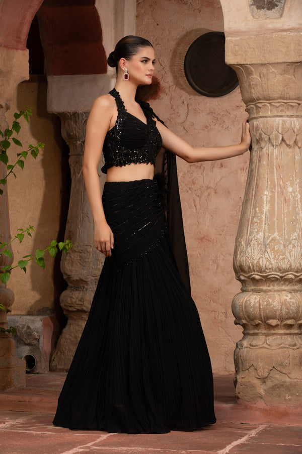 The Ebony Flora Lehenga Set