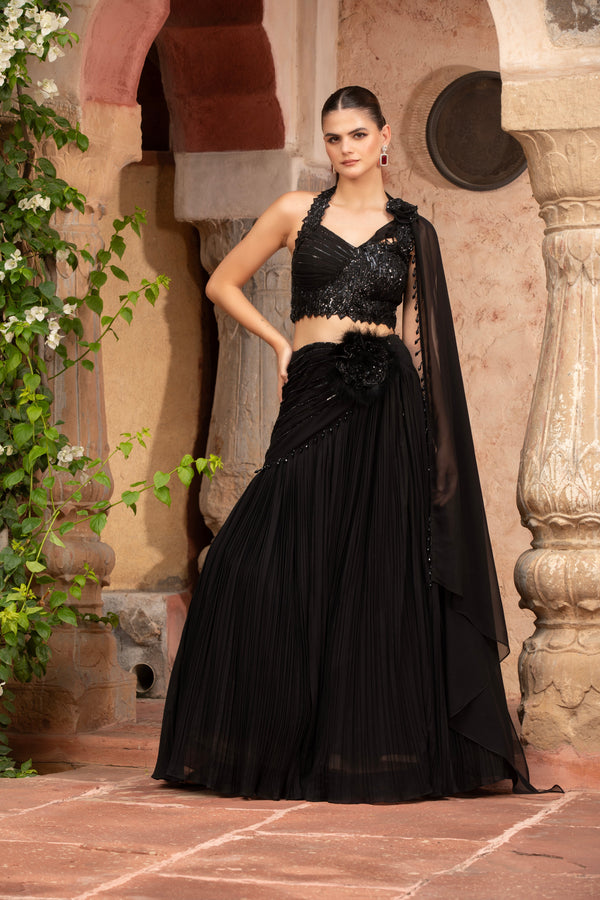 The Ebony Flora Lehenga Set