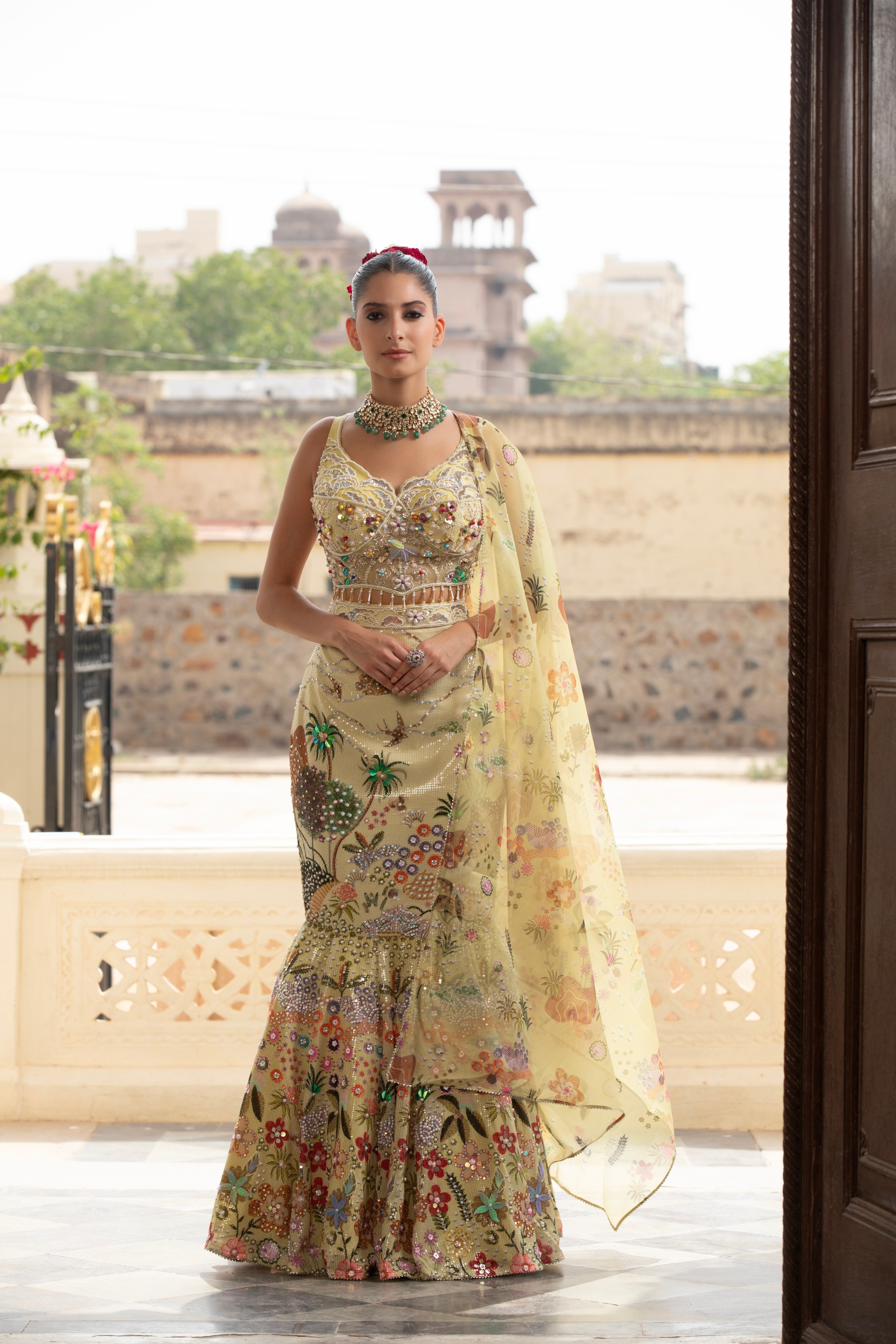 The Pistachio Bloom Lehenga Set