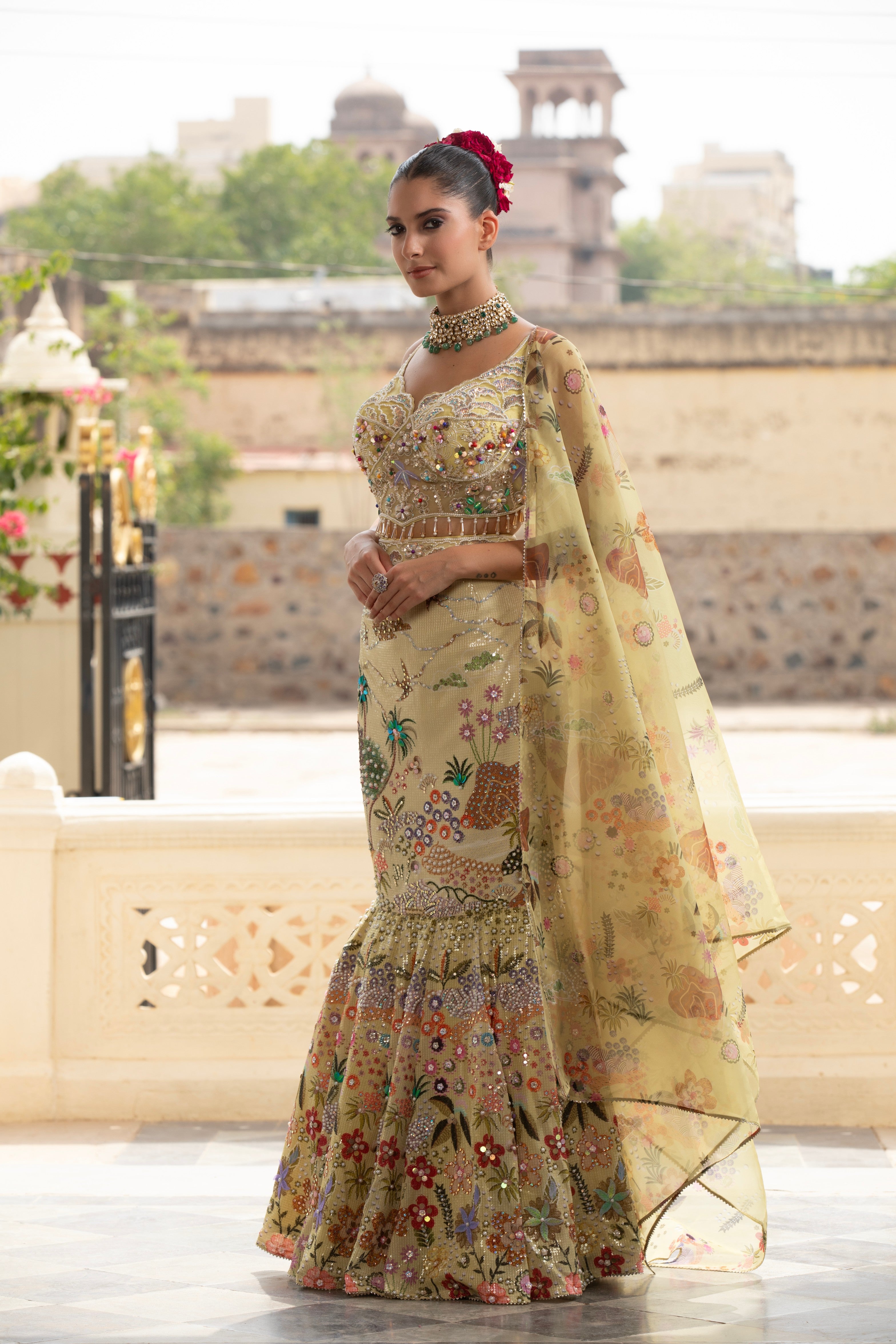 The Pistachio Bloom Lehenga Set