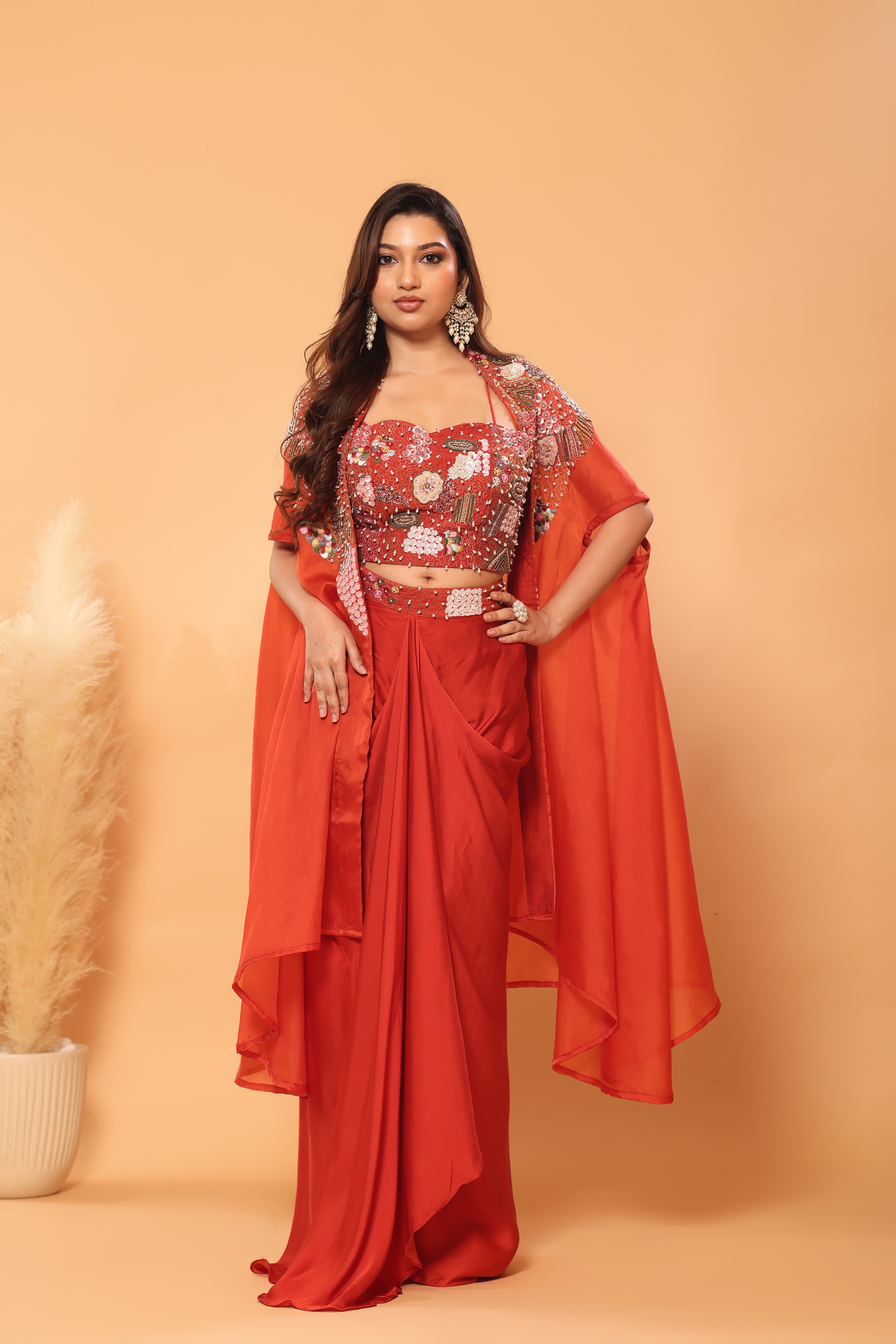 Bloom & Drape Embellished Cape Set