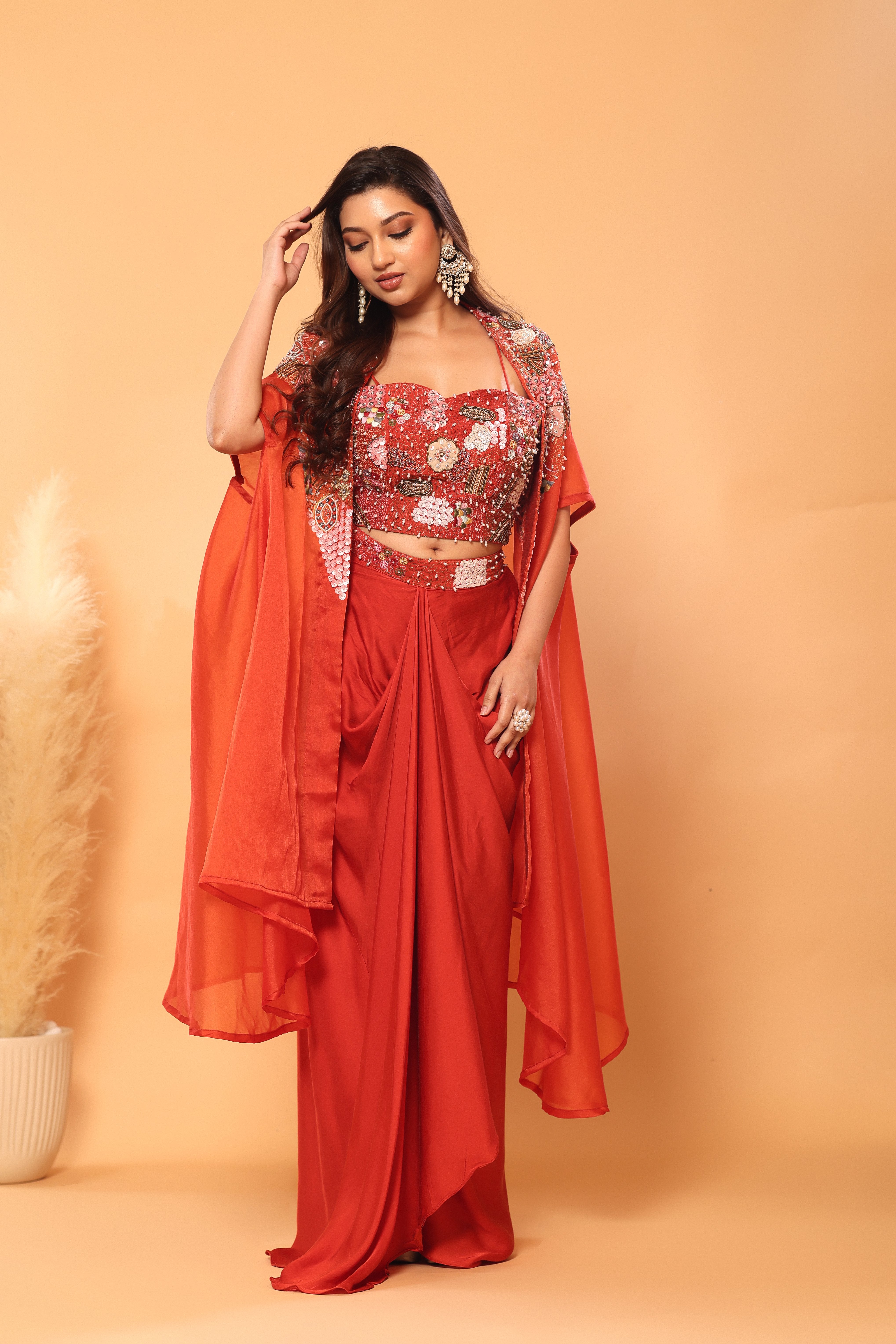 Bloom & Drape Embellished Cape Set