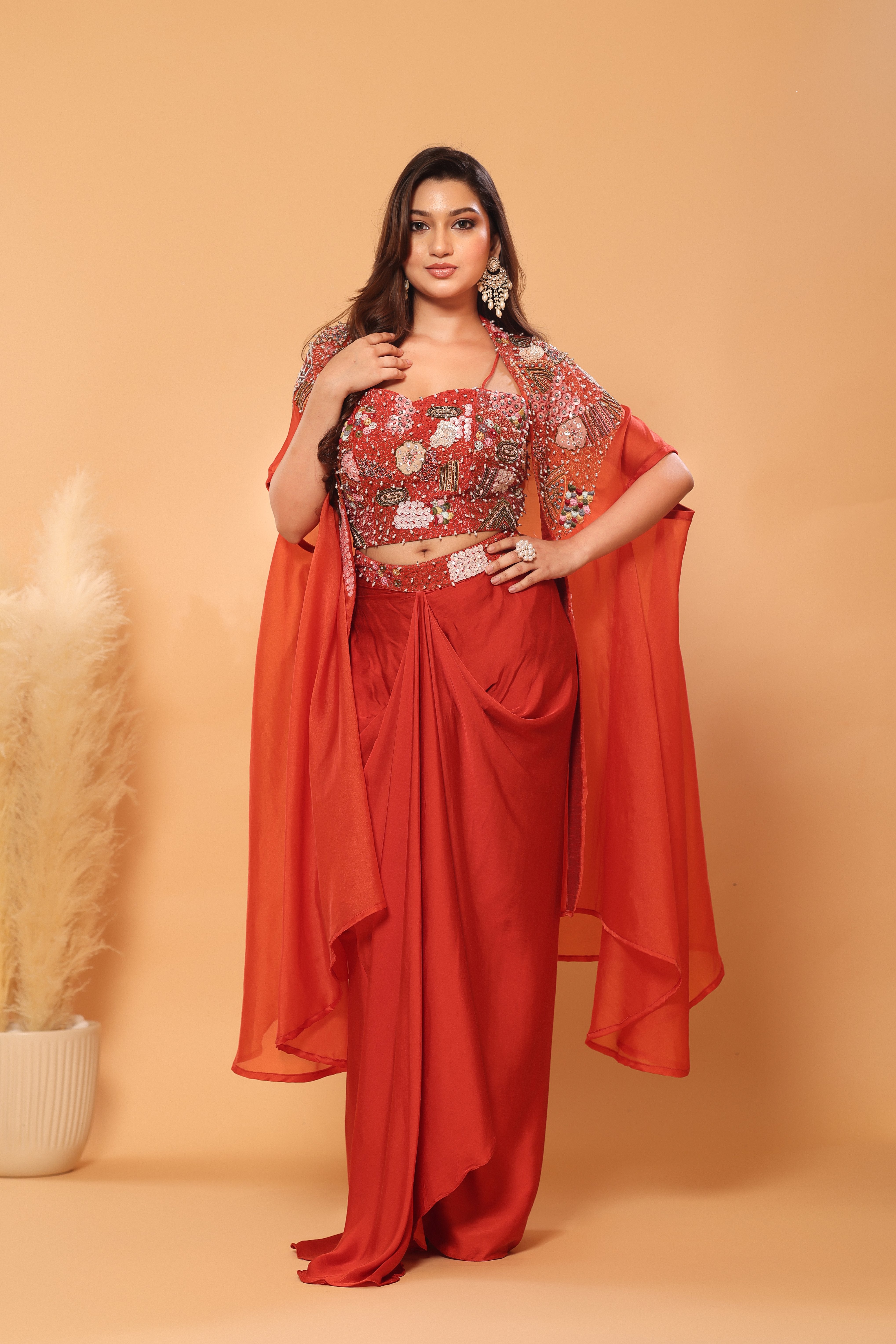 Bloom & Drape Embellished Cape Set