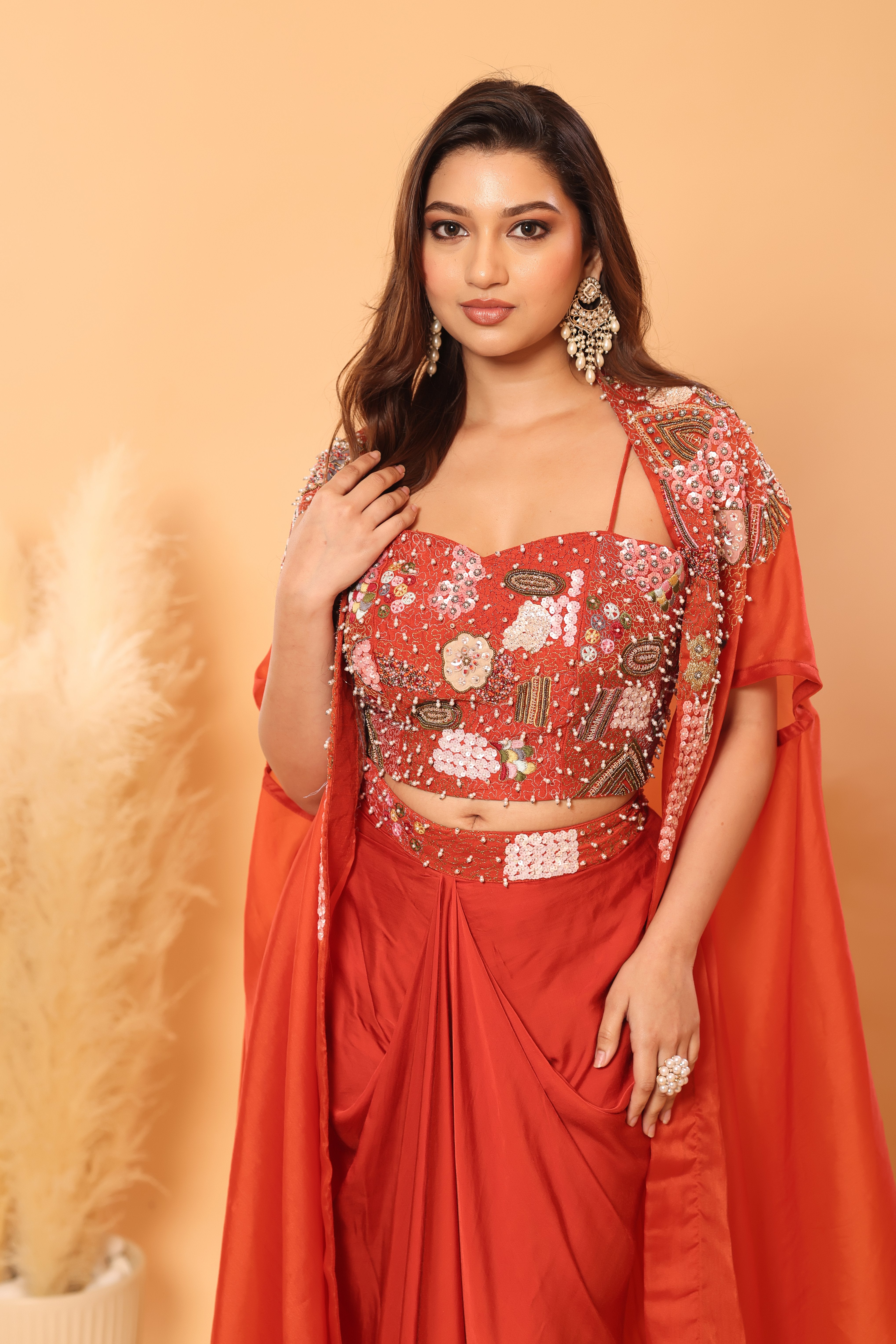Bloom & Drape Embellished Cape Set