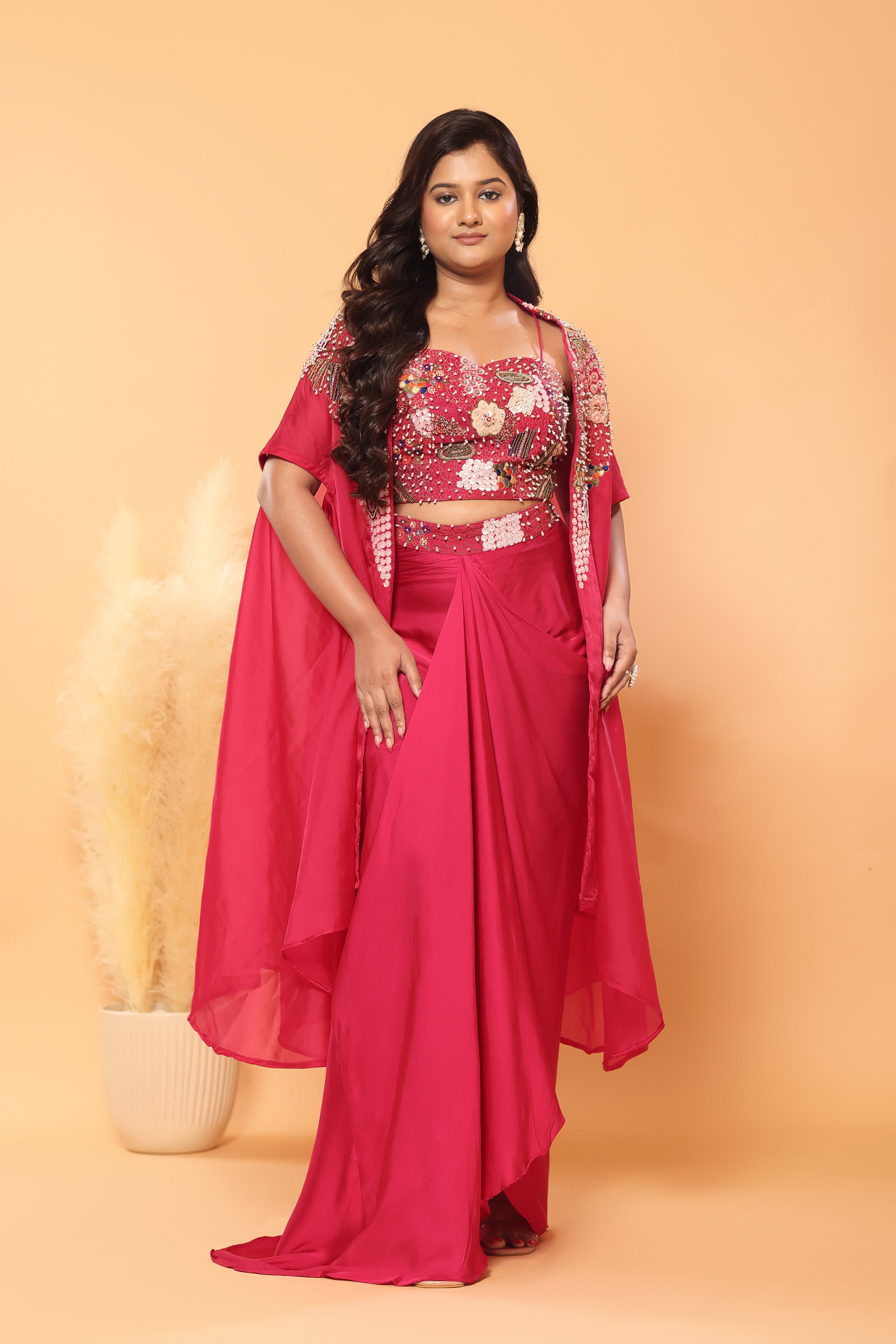 Bloom & Drape Embellished Cape Set