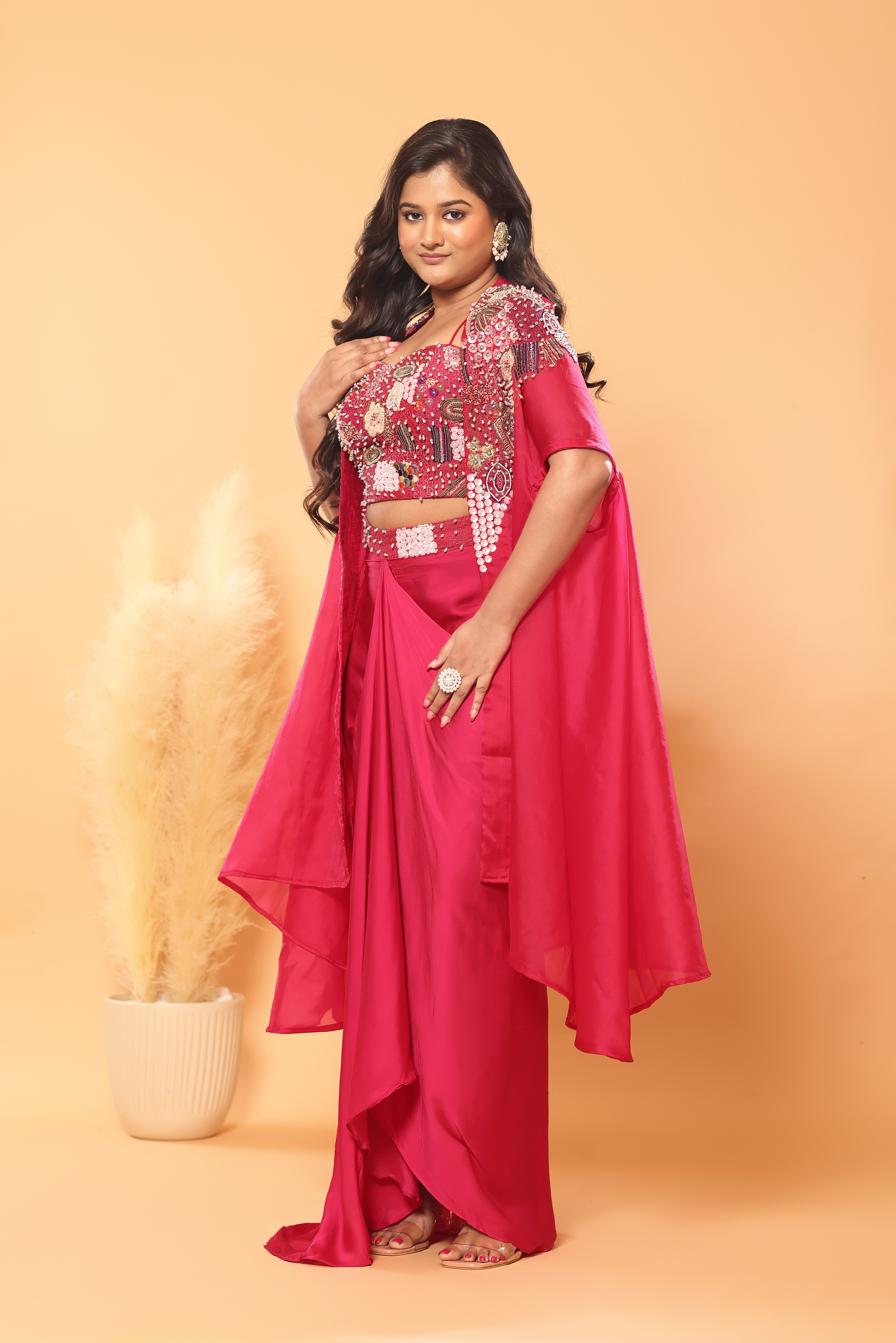 Bloom & Drape Embellished Cape Set