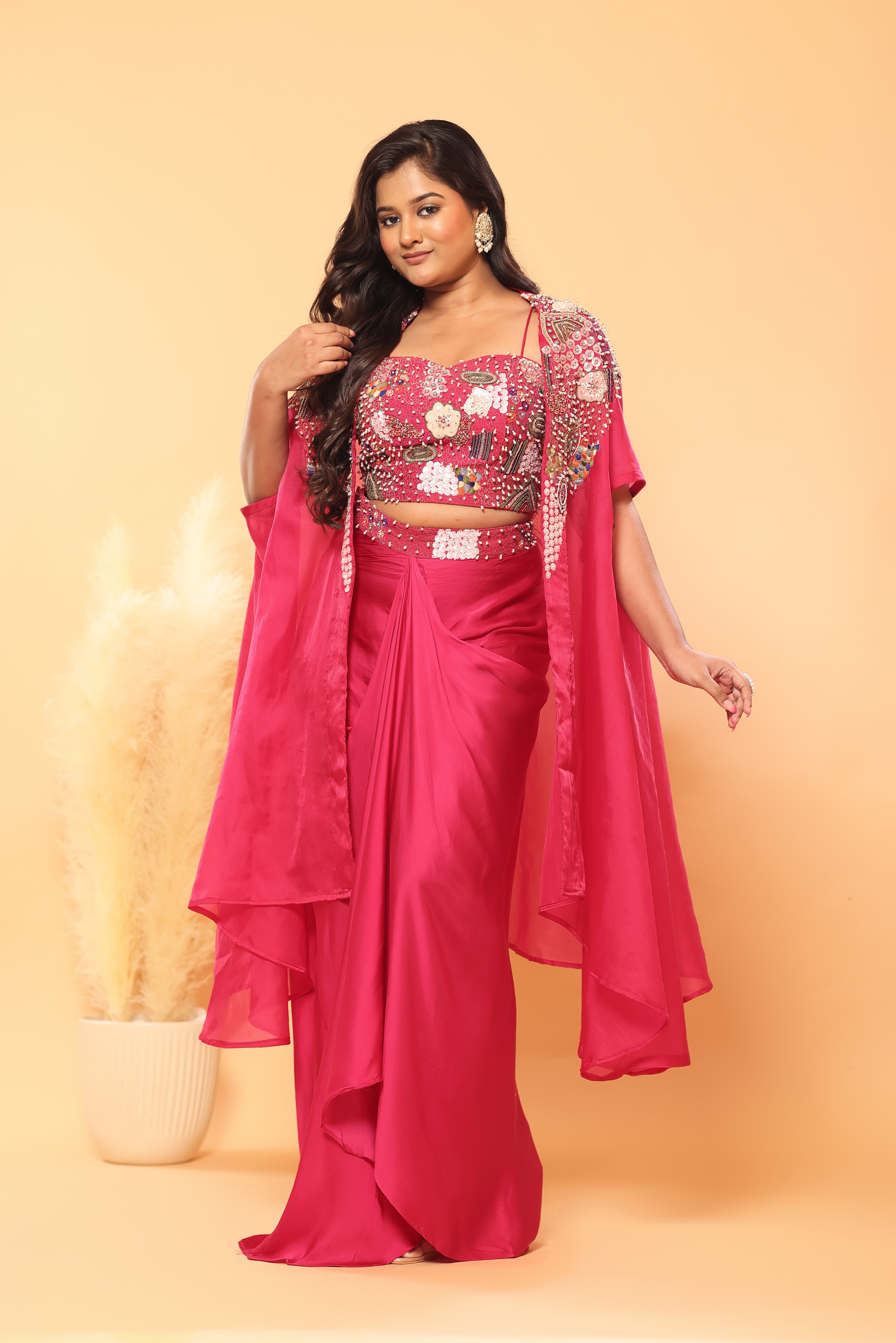 Bloom & Drape Embellished Cape Set