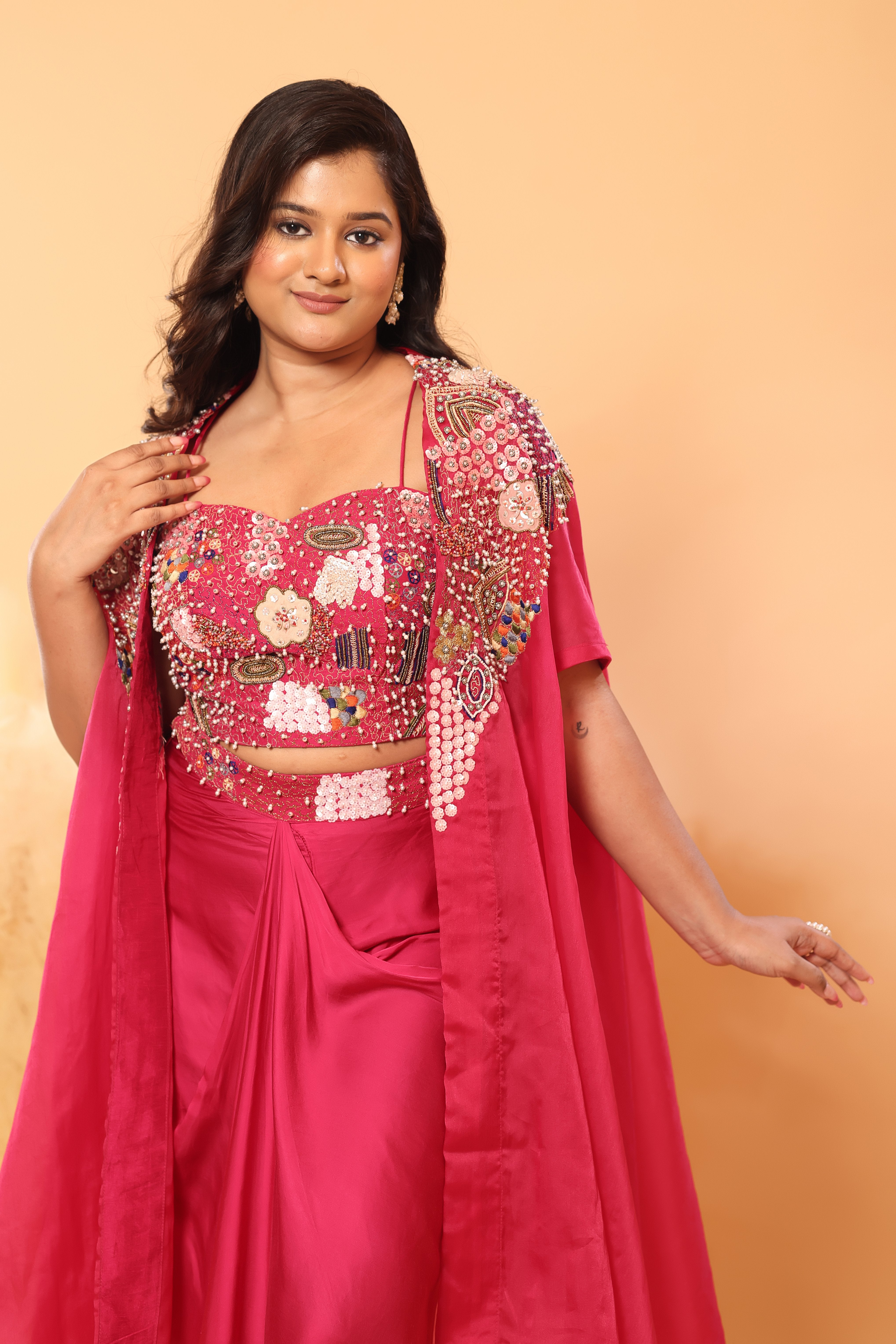 Bloom & Drape Embellished Cape Set