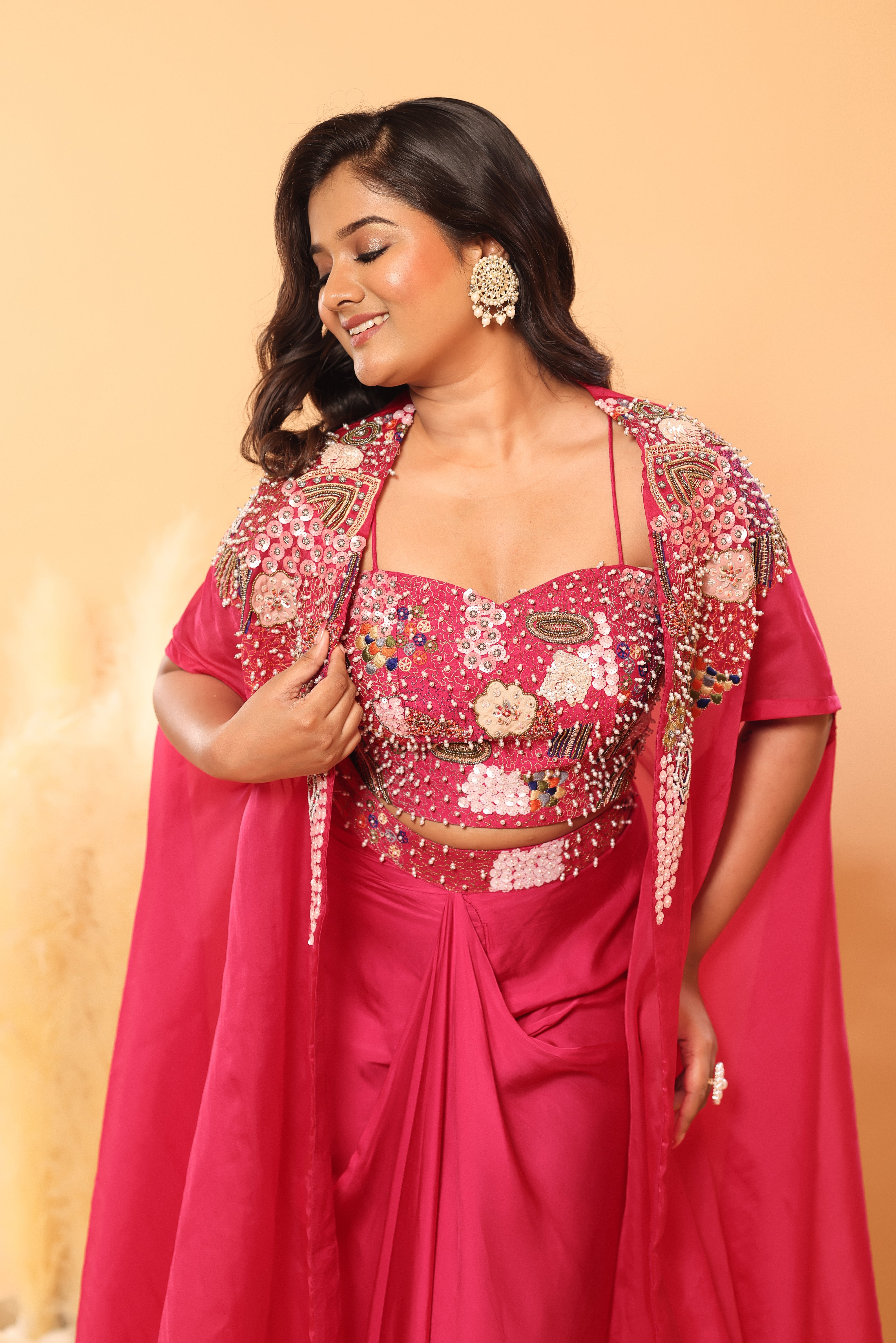Bloom & Drape Embellished Cape Set