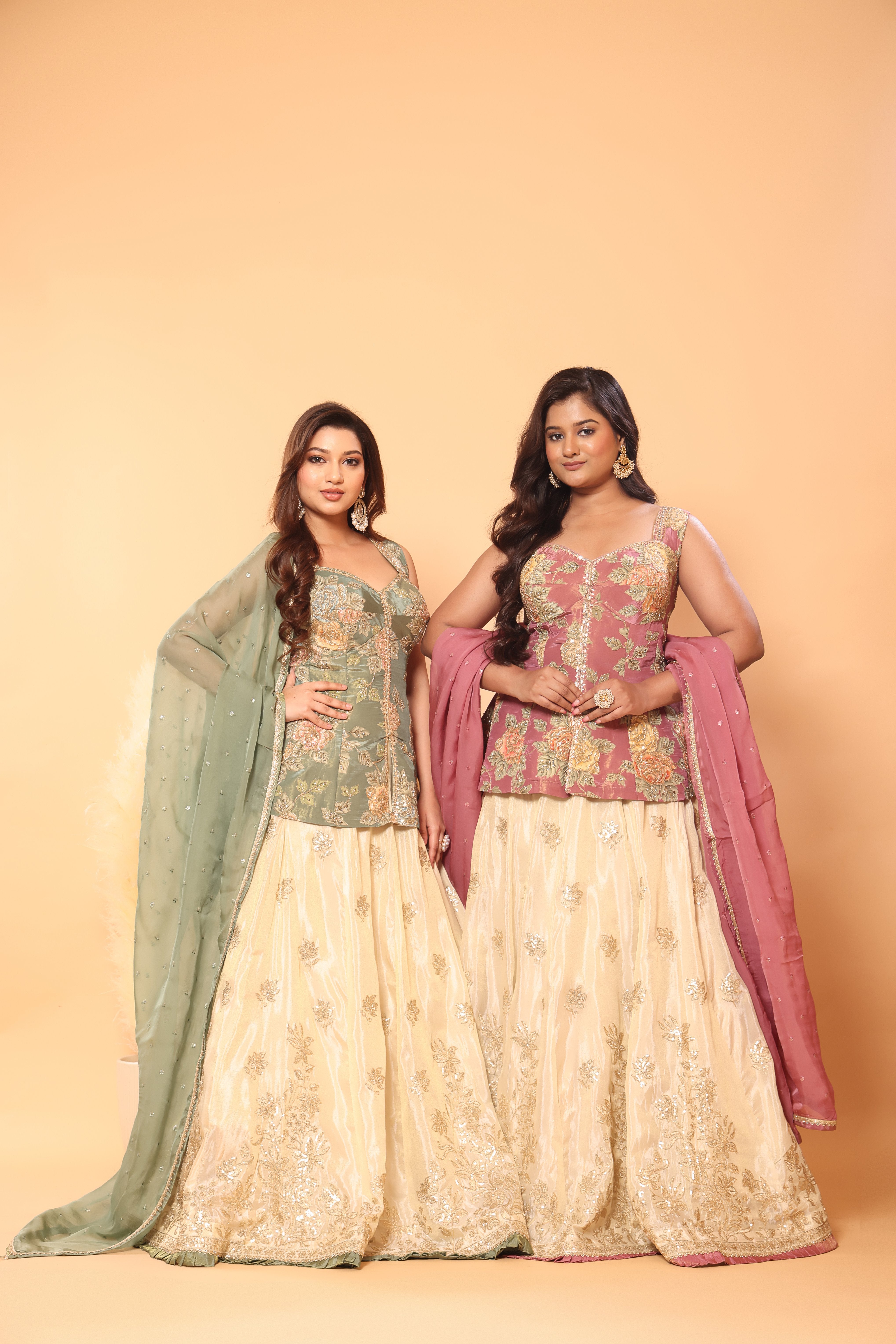 Floral Peplum Lehenga Set with Dupatta