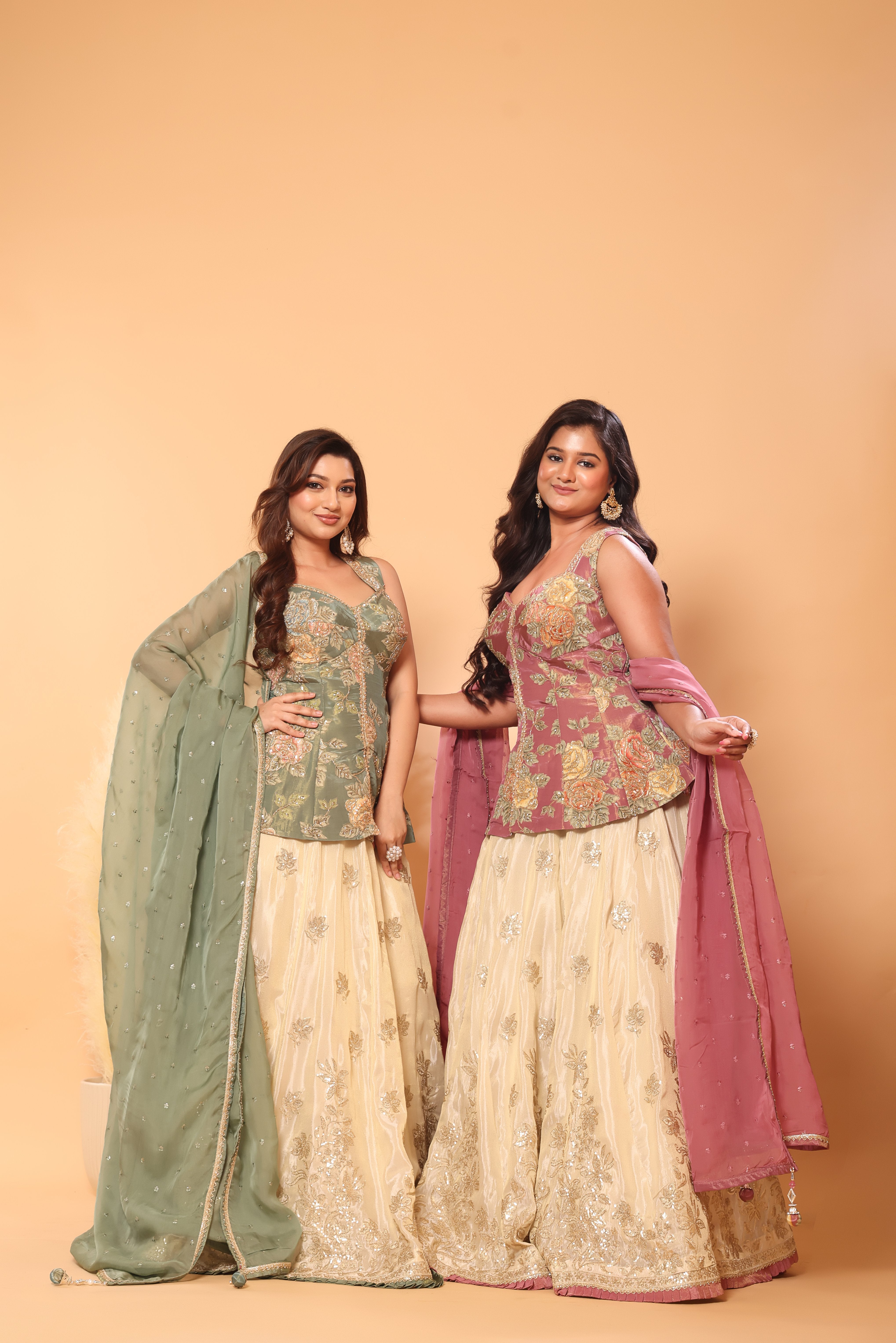 Floral Peplum Lehenga Set with Dupatta
