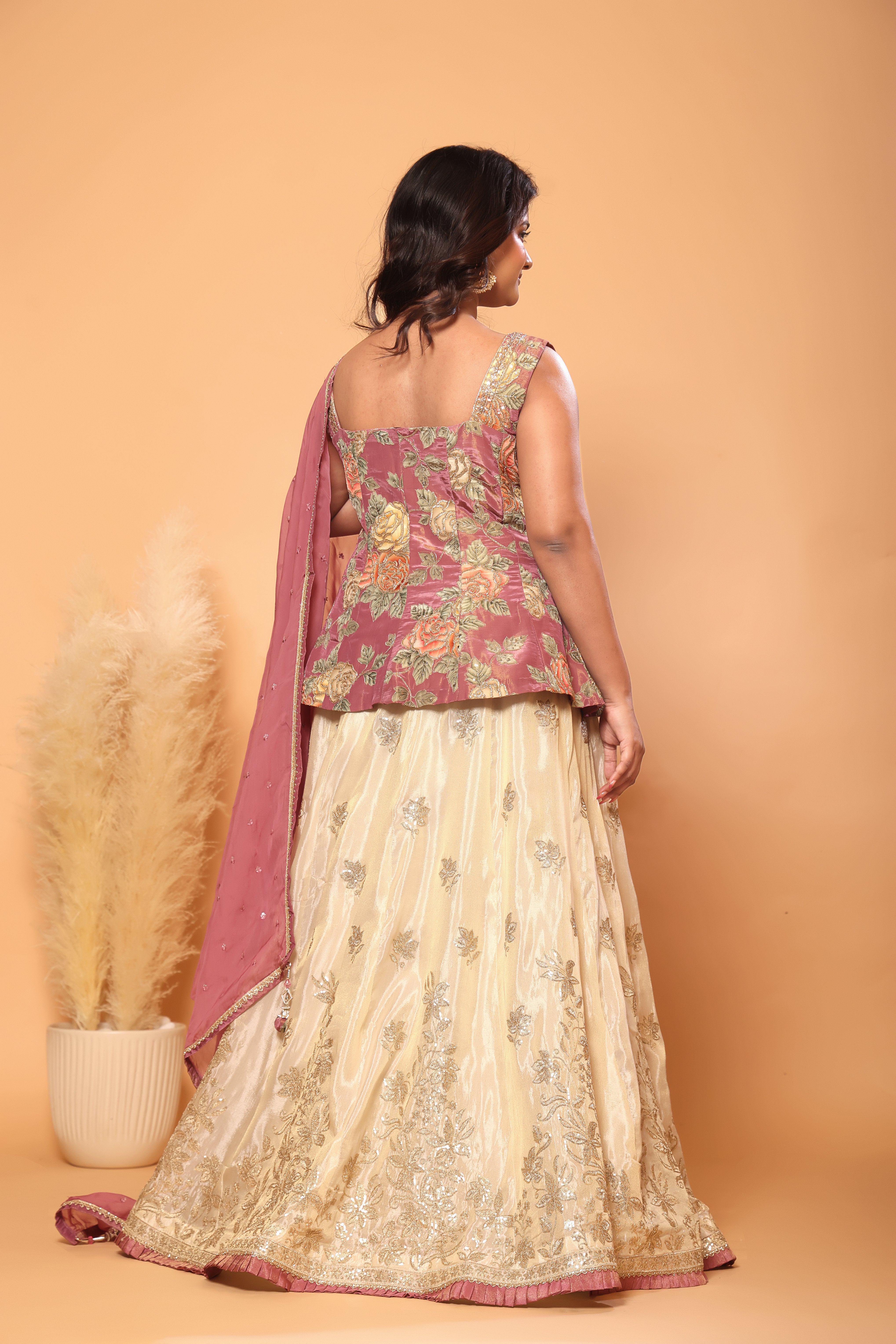 Floral Peplum Lehenga Set with Dupatta
