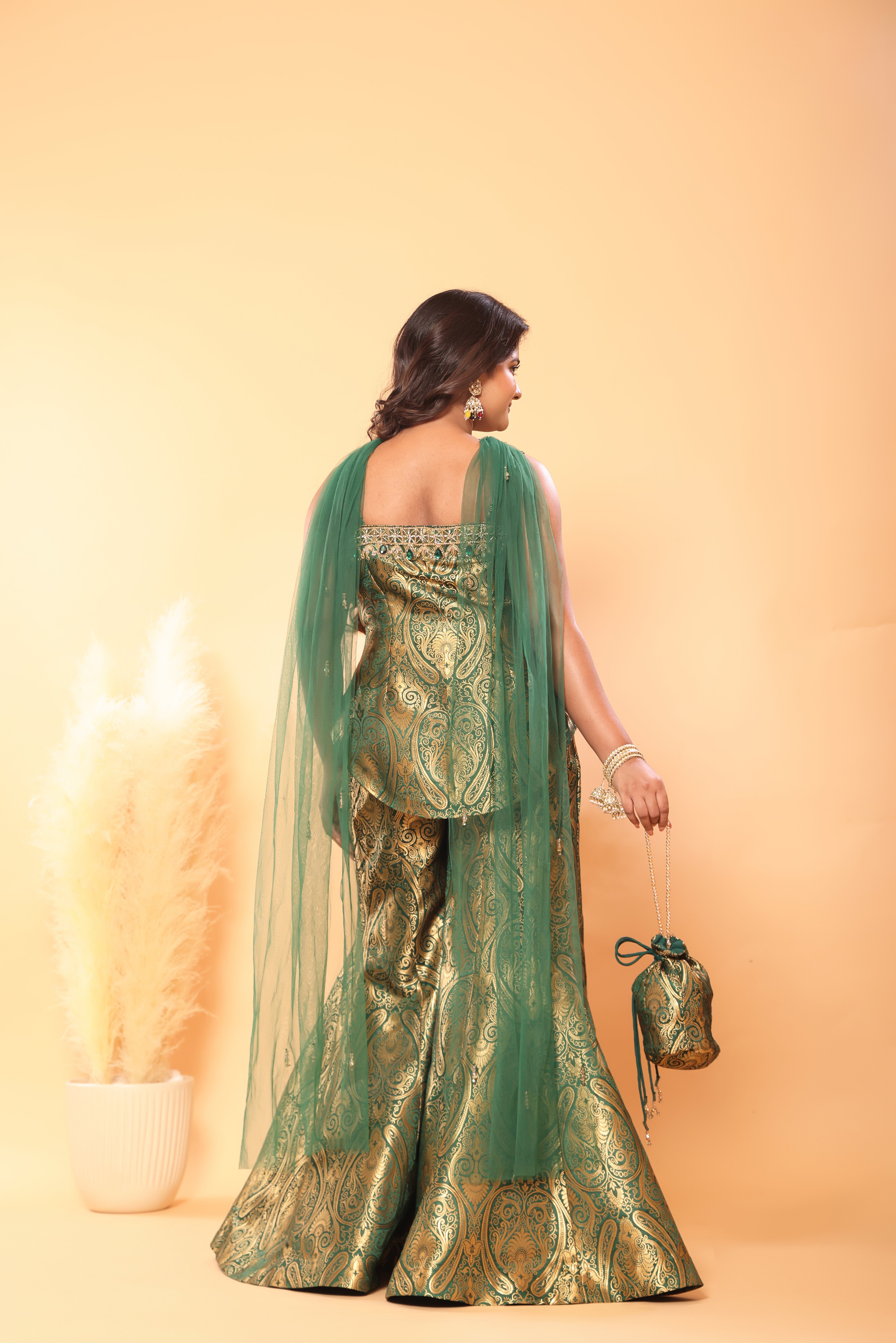 Banarasi Brocade Sharara Set with Potli