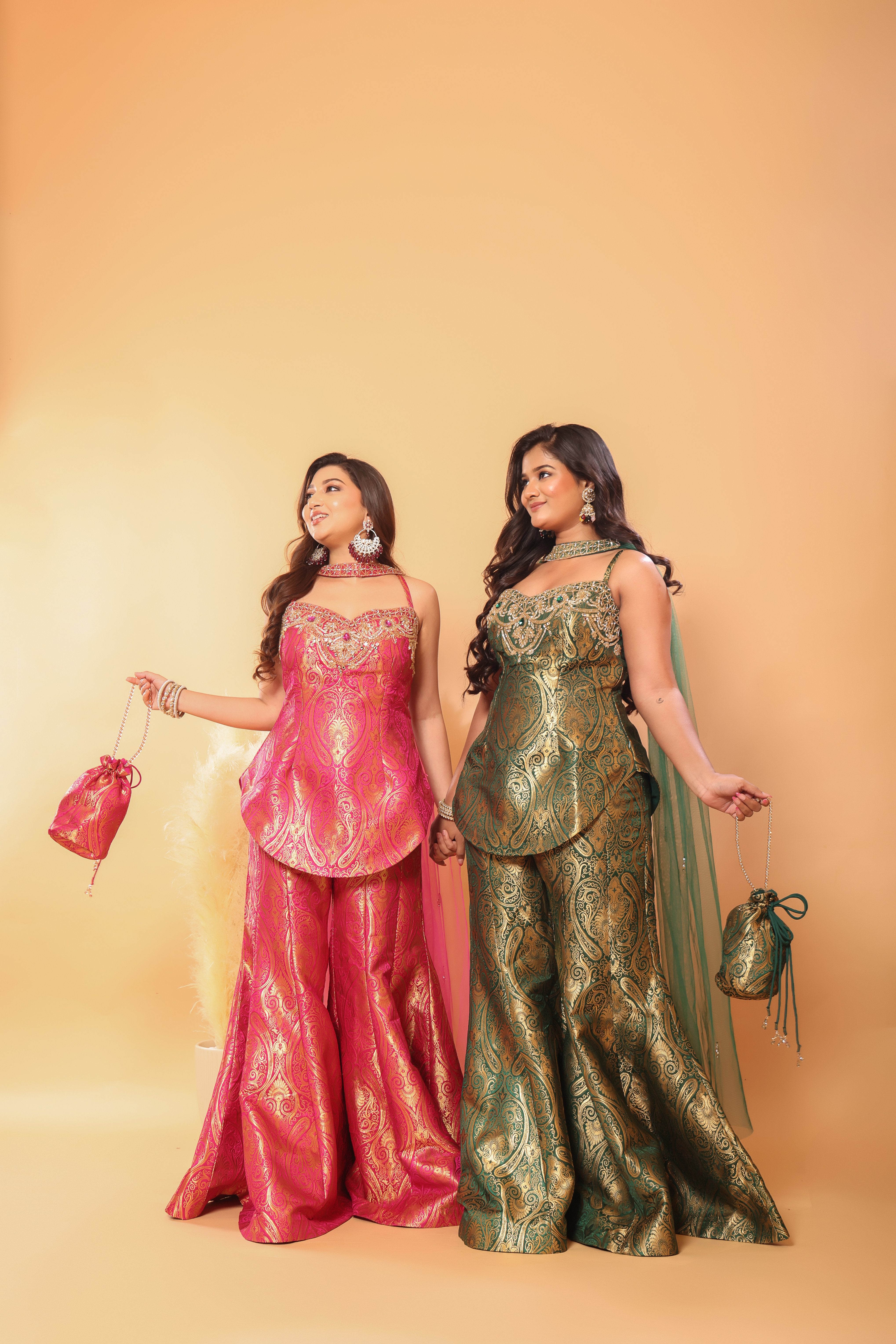 Banarasi Brocade Sharara Set with Potli