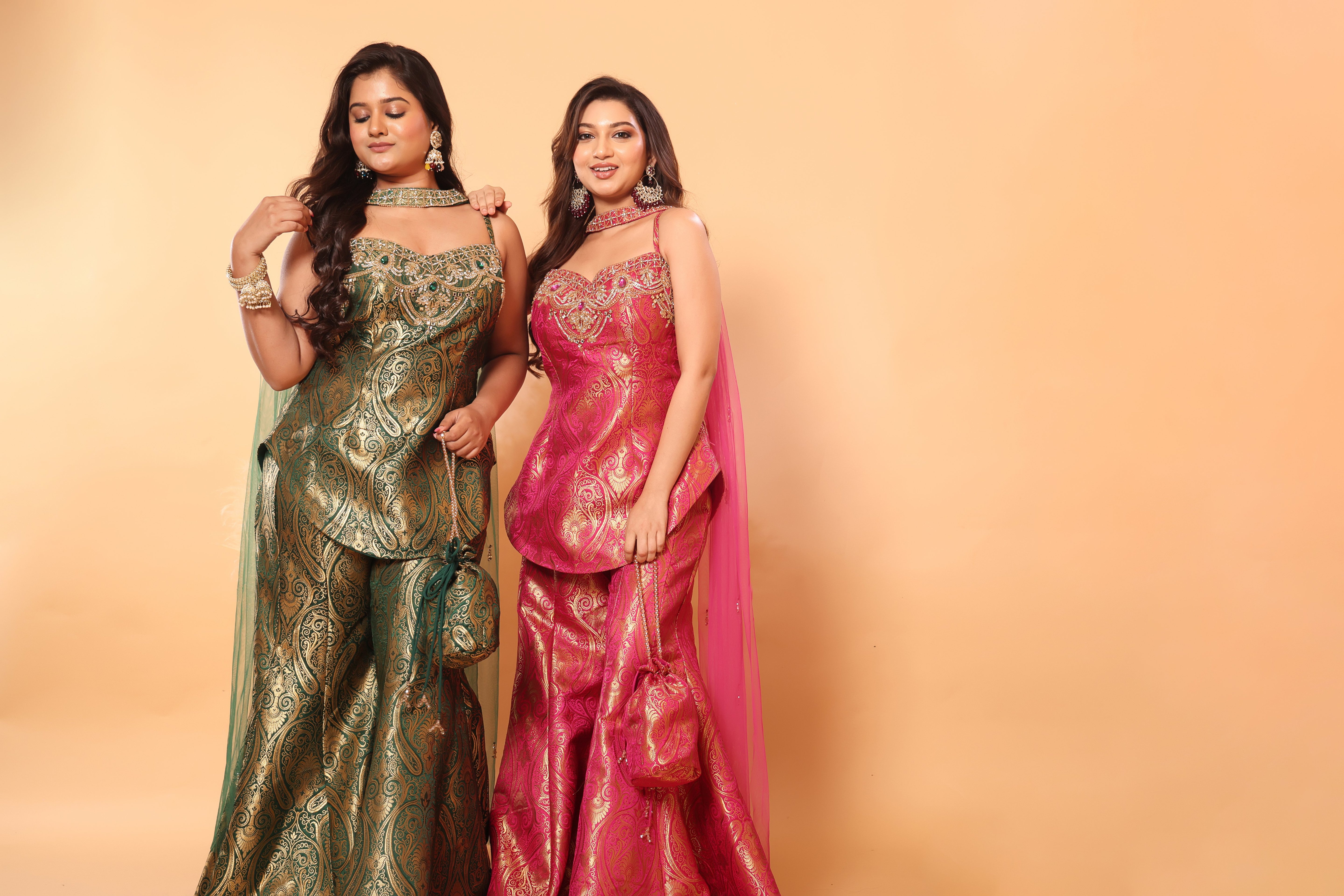 Banarasi Brocade Sharara Set with Potli