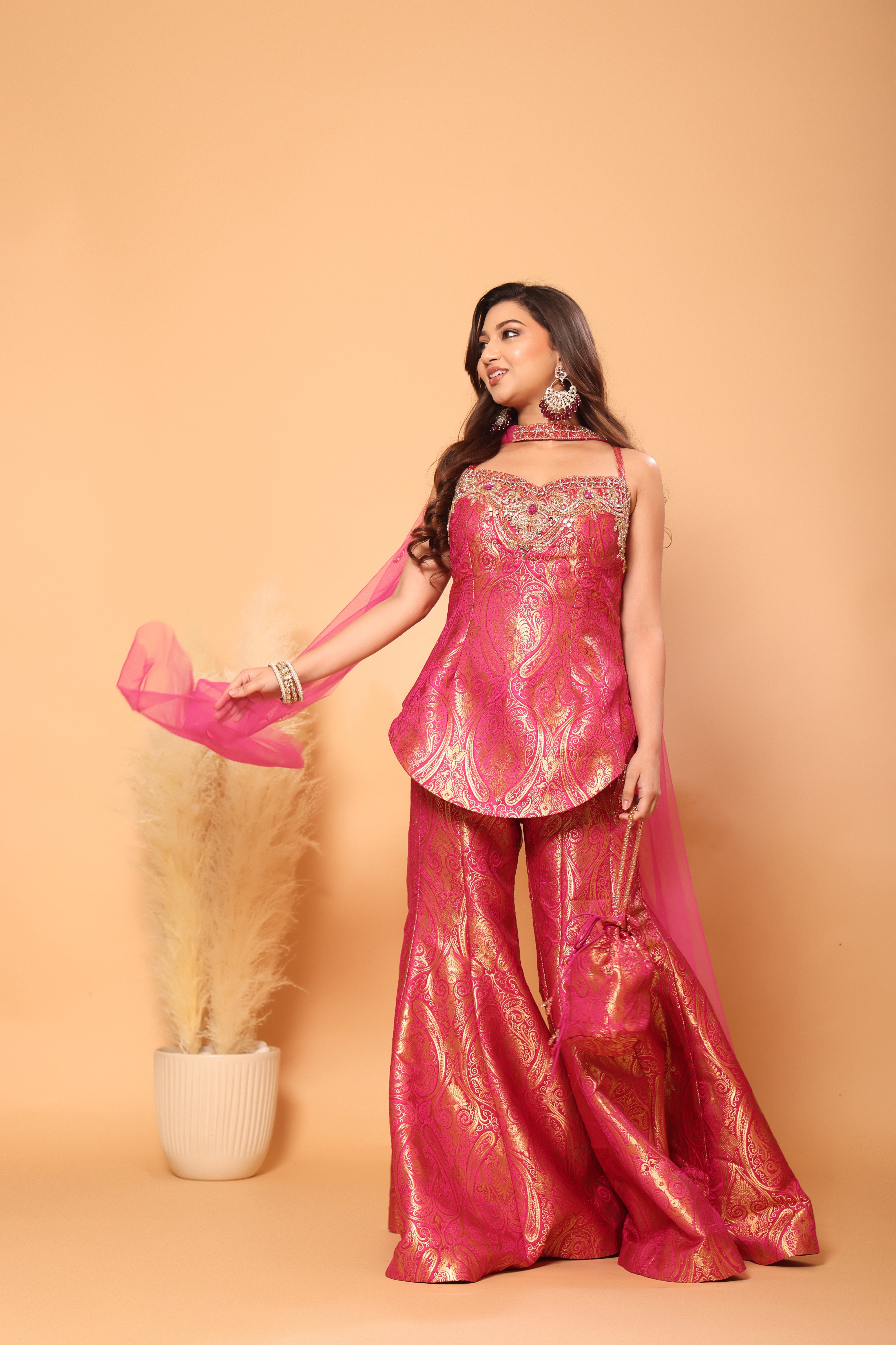 Banarasi Brocade Sharara Set with Potli