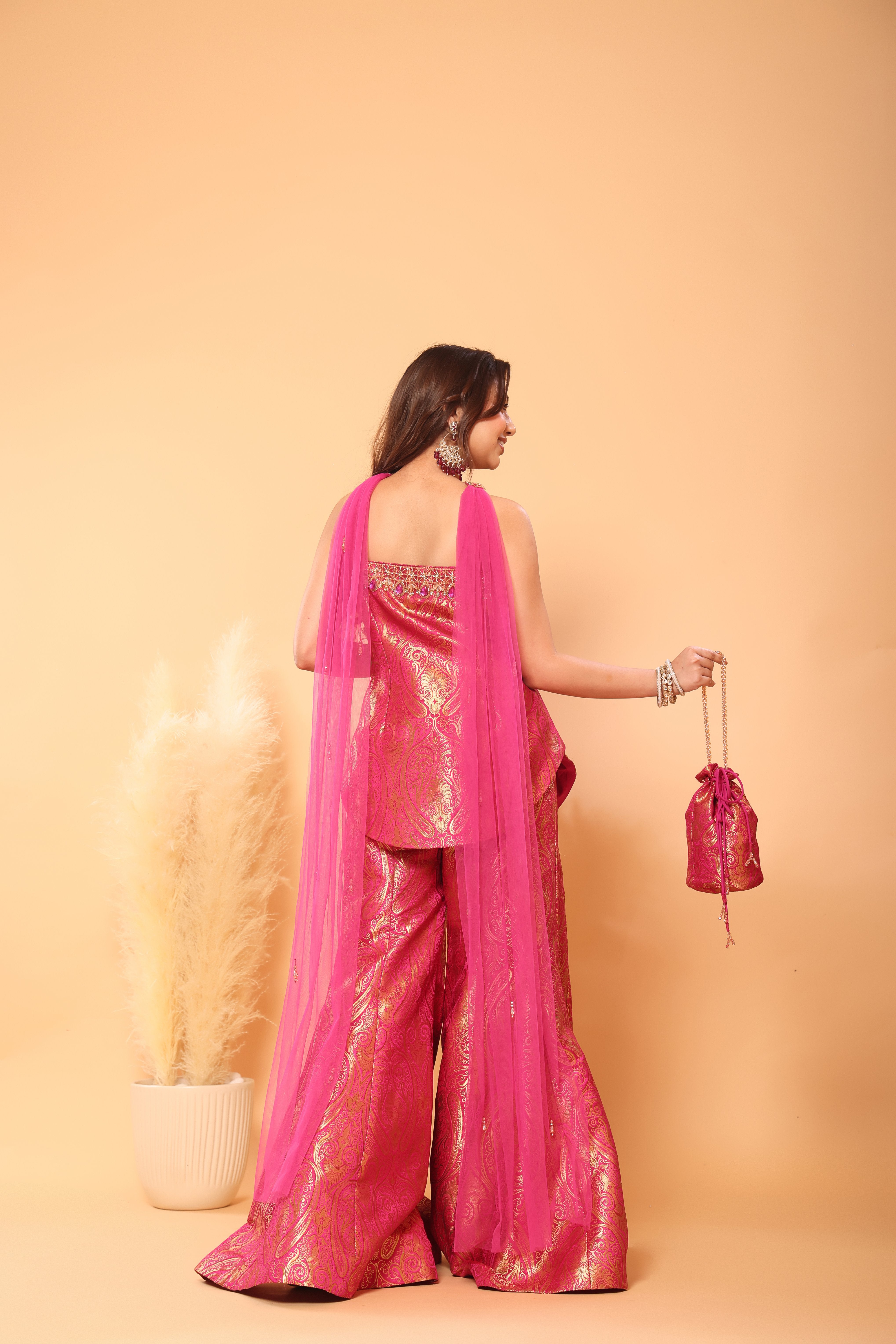 Banarasi Brocade Sharara Set with Potli