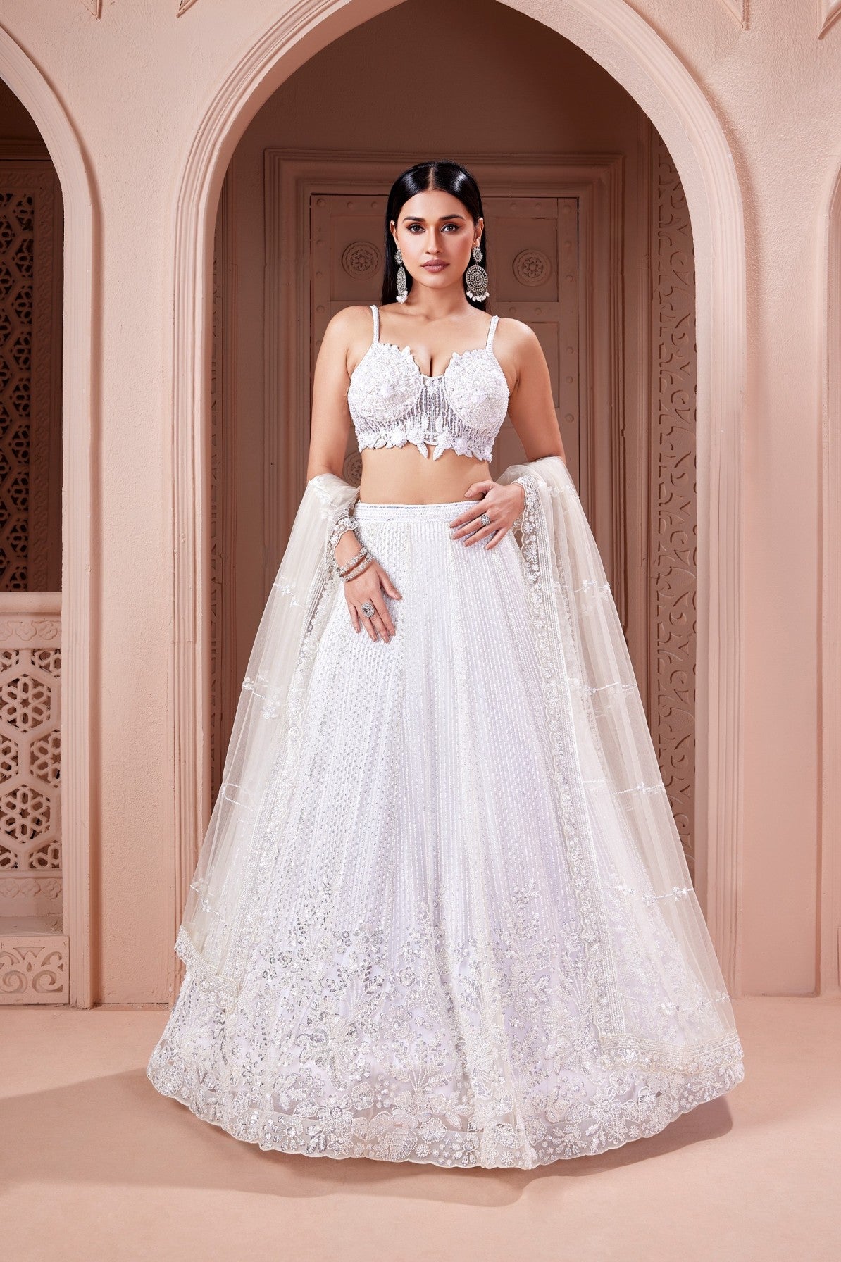 The Ivory Cloud Chikan Lehenga Set