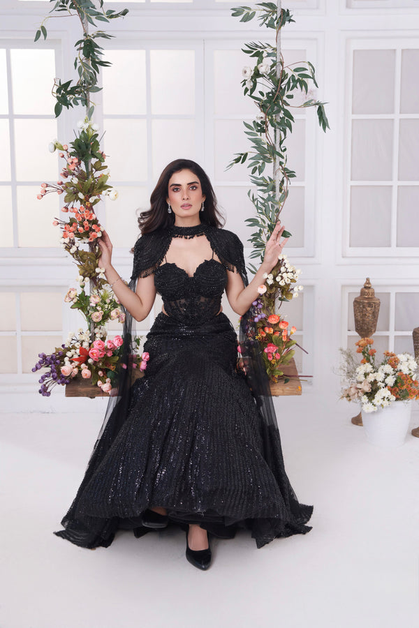 The Onyx Glaze Mermaid Lehenga Set