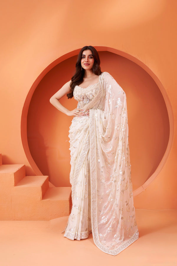 Ivory Bloom Ethereal Saree