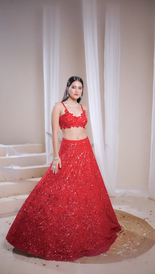 The Crimson Bloom Lehenga Set