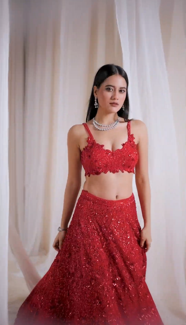 The Crimson Bloom Lehenga Set