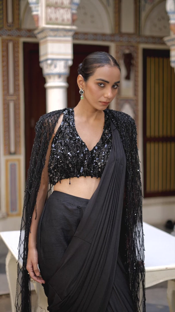 The Onyx Sequin Saree