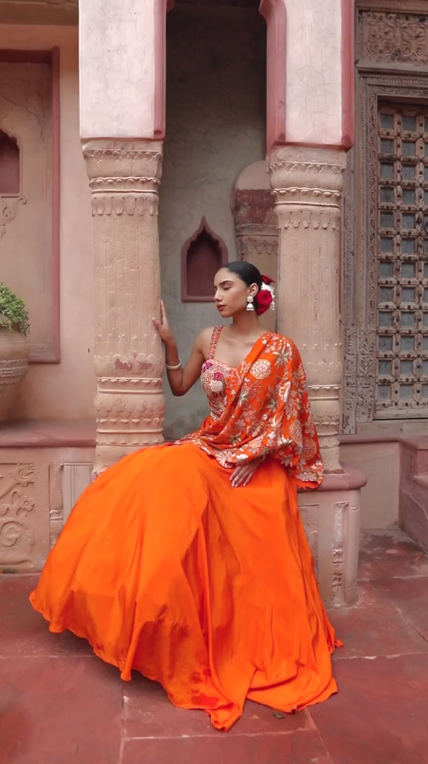 The Sunset Zardosi Lehenga Set
