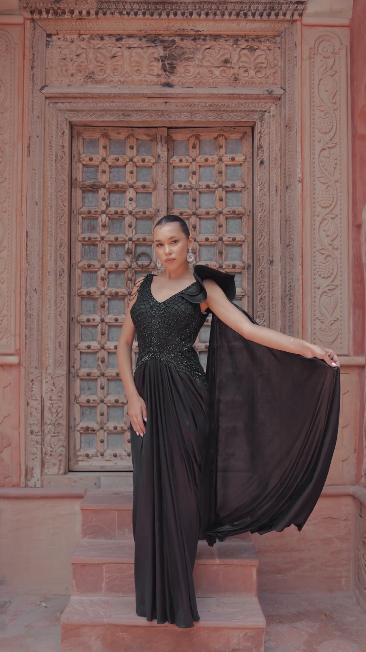 The Midnight Onyx Drape Saree
