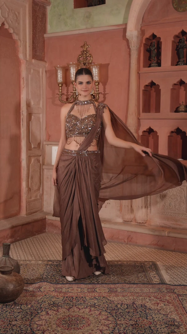 The Bronze Cascade Saree