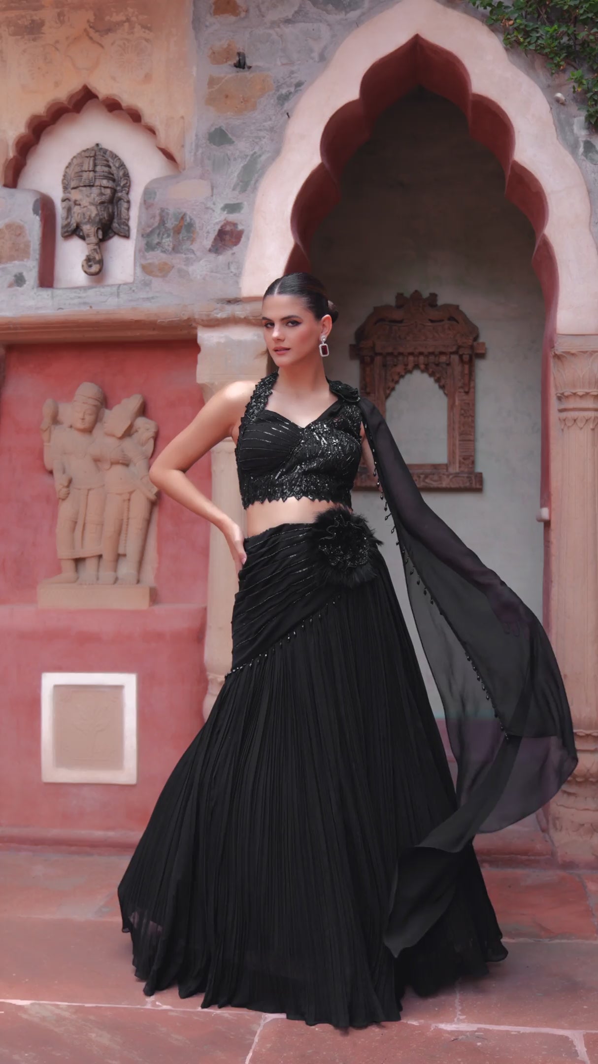 The Ebony Flora Lehenga Set