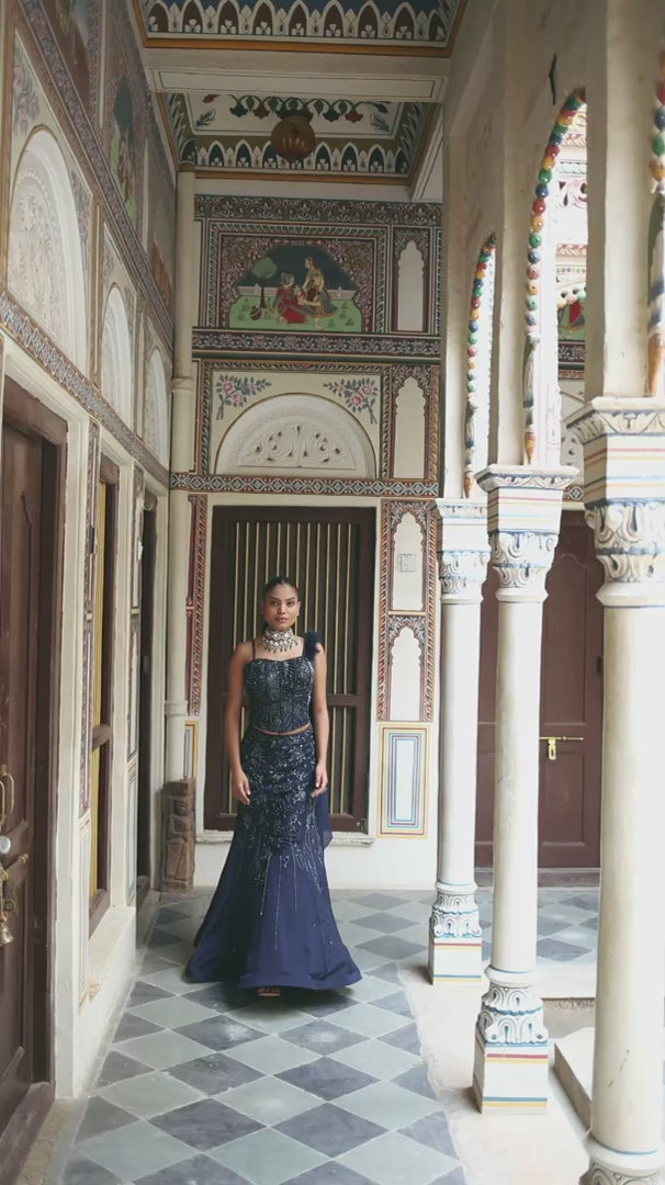 The Midnight Peplum Flare Lehenga Set